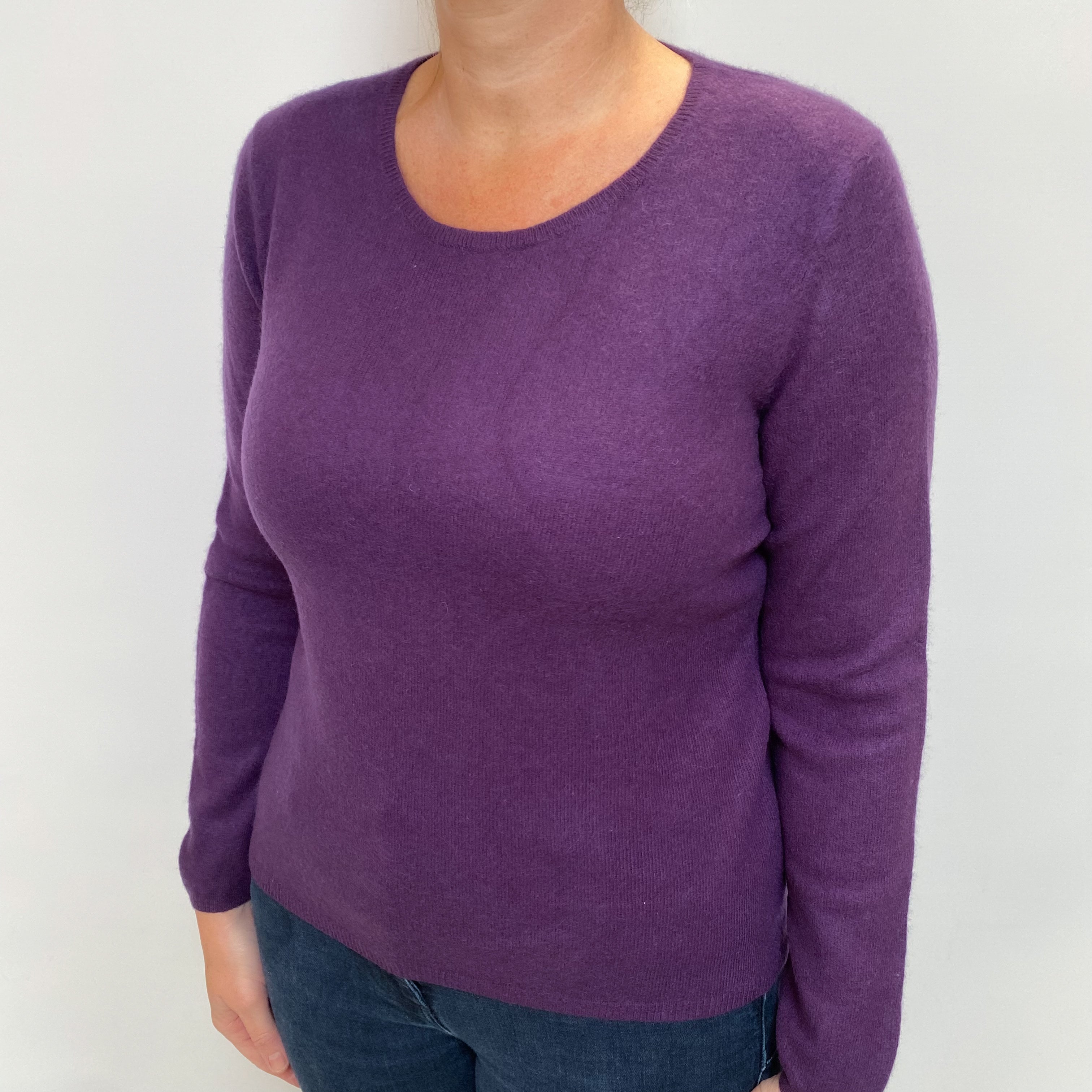 Pansy Purple Cashmere Crew Neck Jumper Large