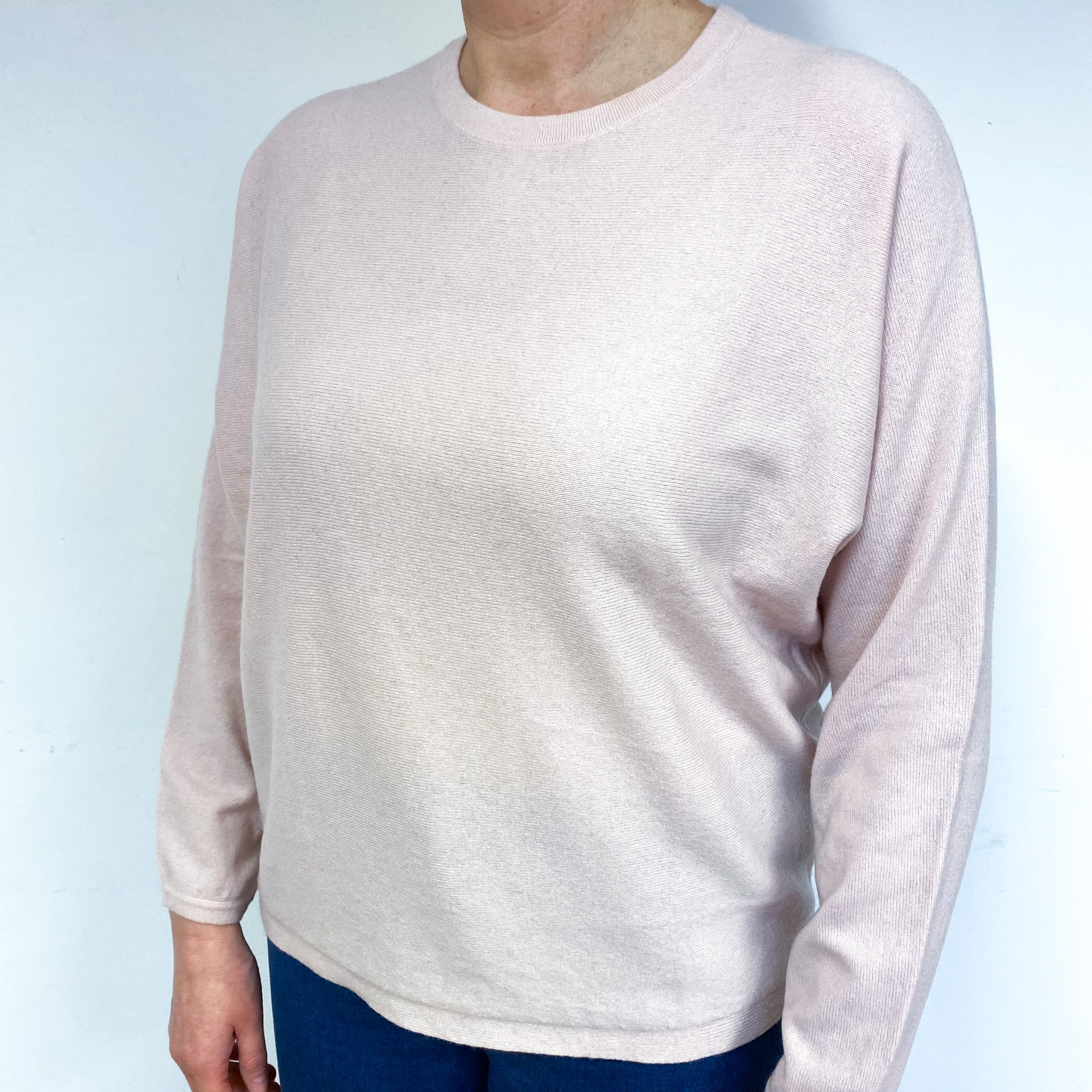 Oyster Pink Cashmere Crew Neck Jumper Large