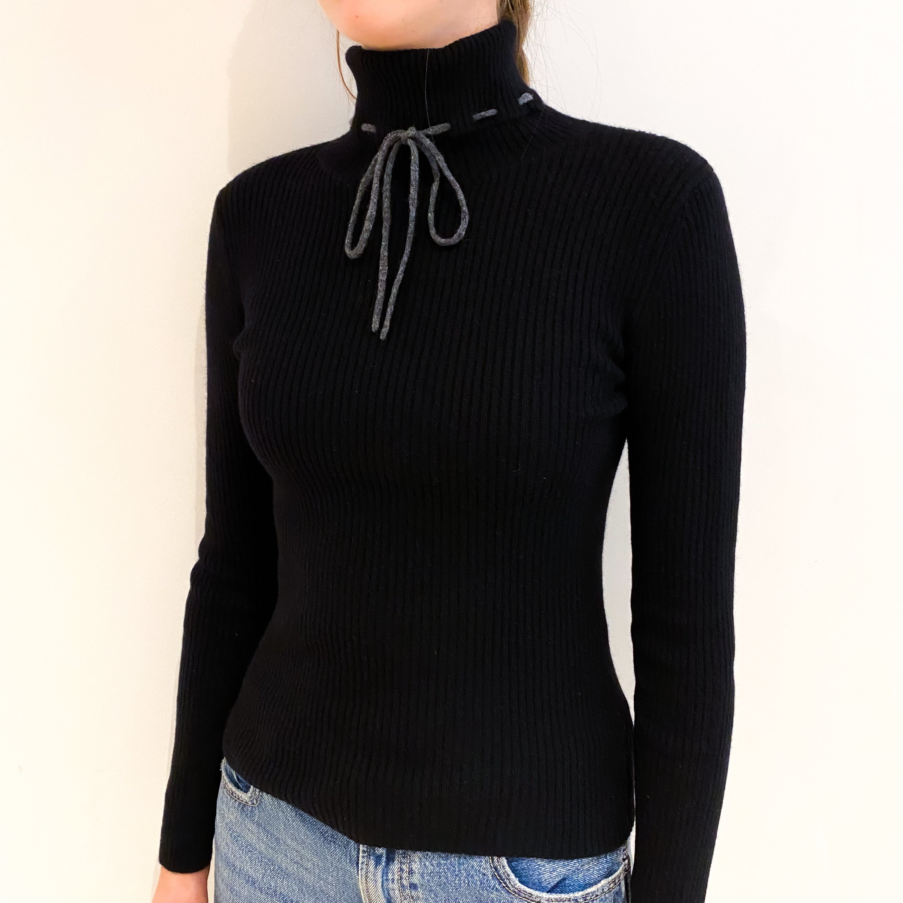 Black Cashmere Polo Neck Jumper Extra Small