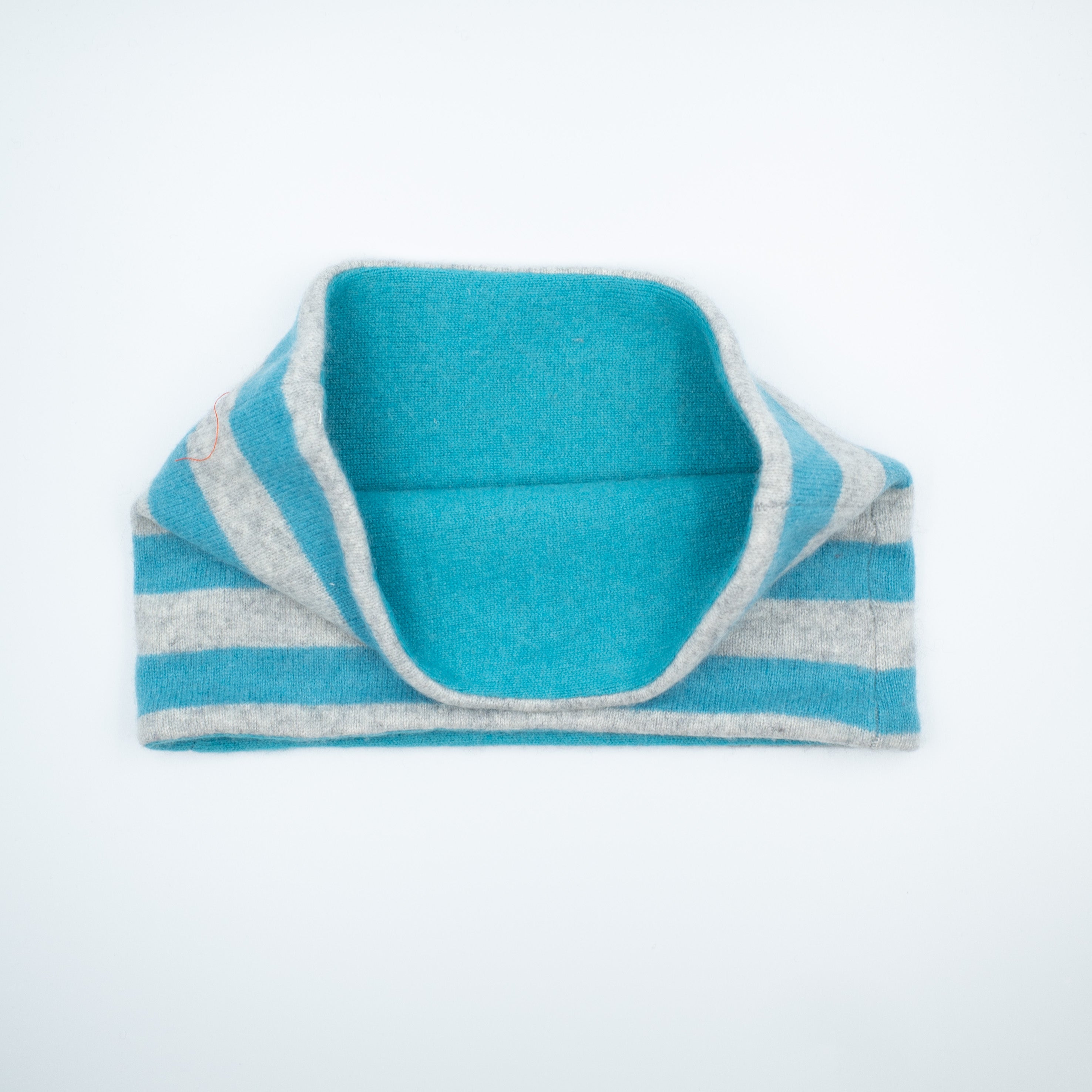 Turquoise and Grey Stripe Neck Warmer