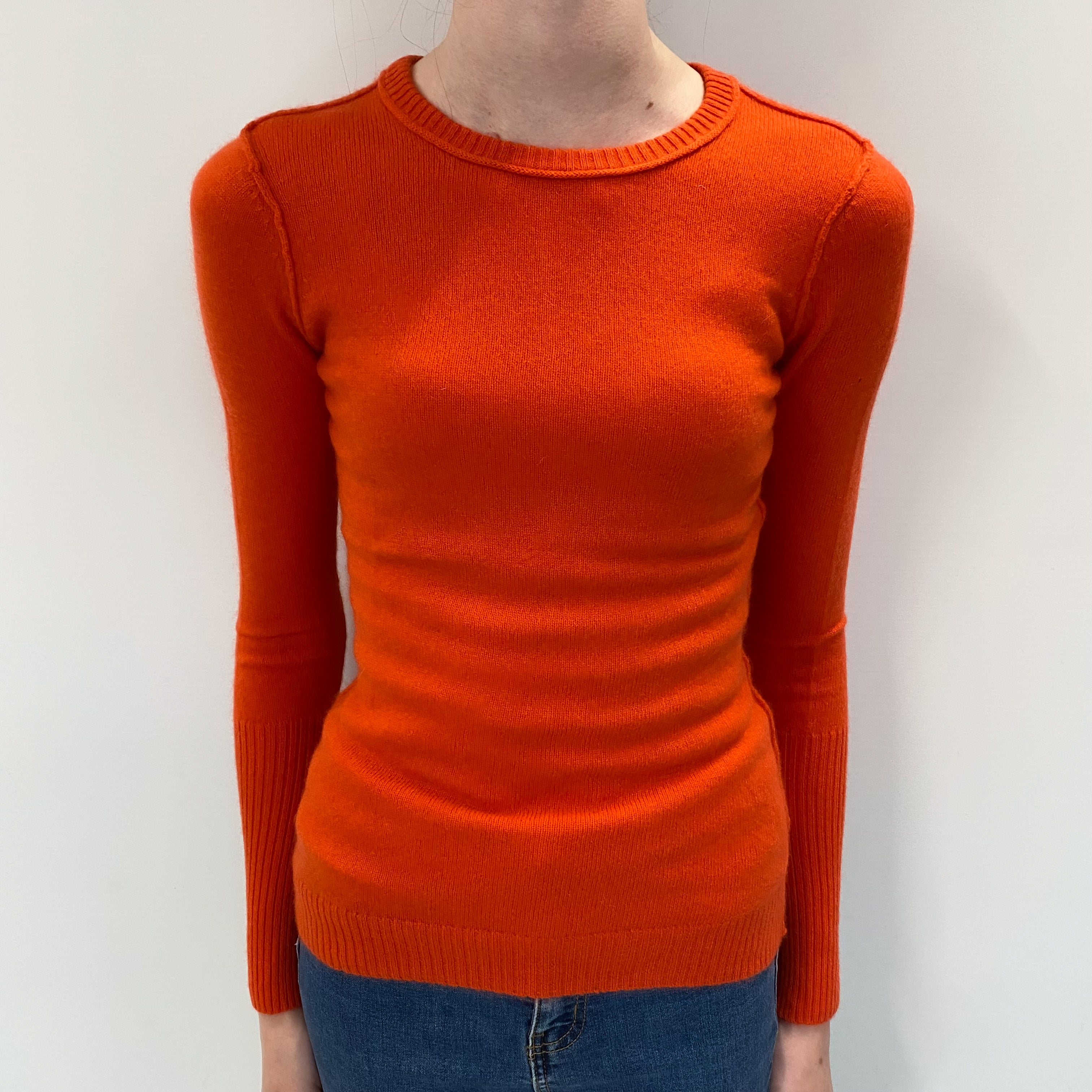 Crab Orange Cashmere Crew Neck Jumper Extra Small