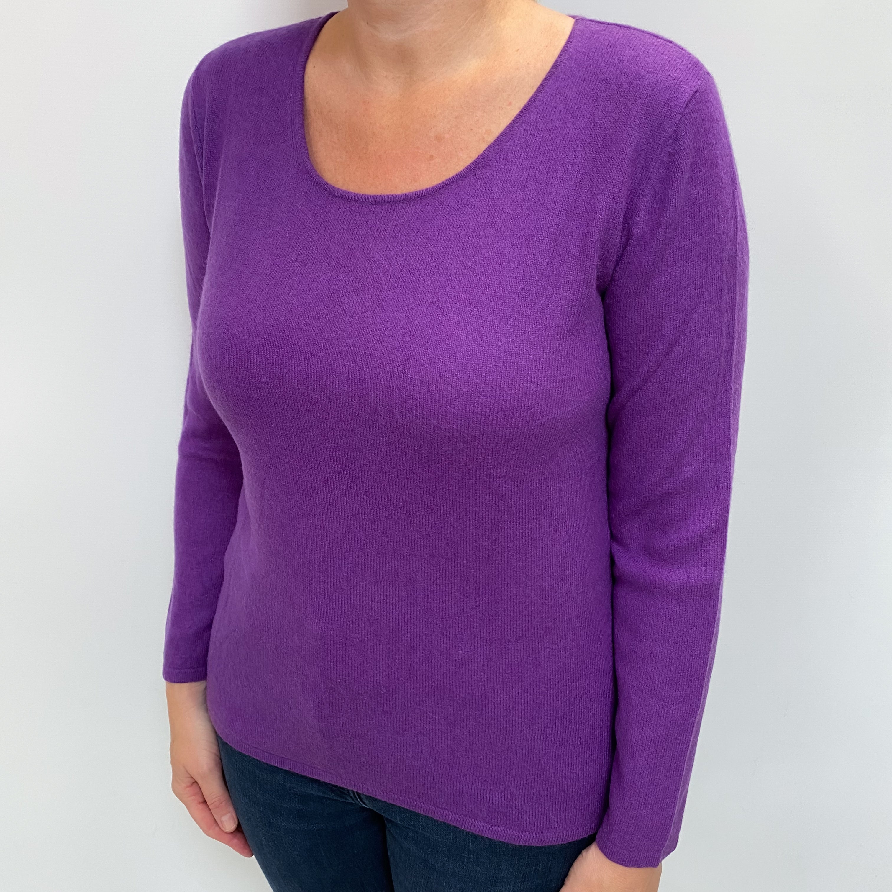 Violet Purple Cashmere Crew Neck Jumper Large