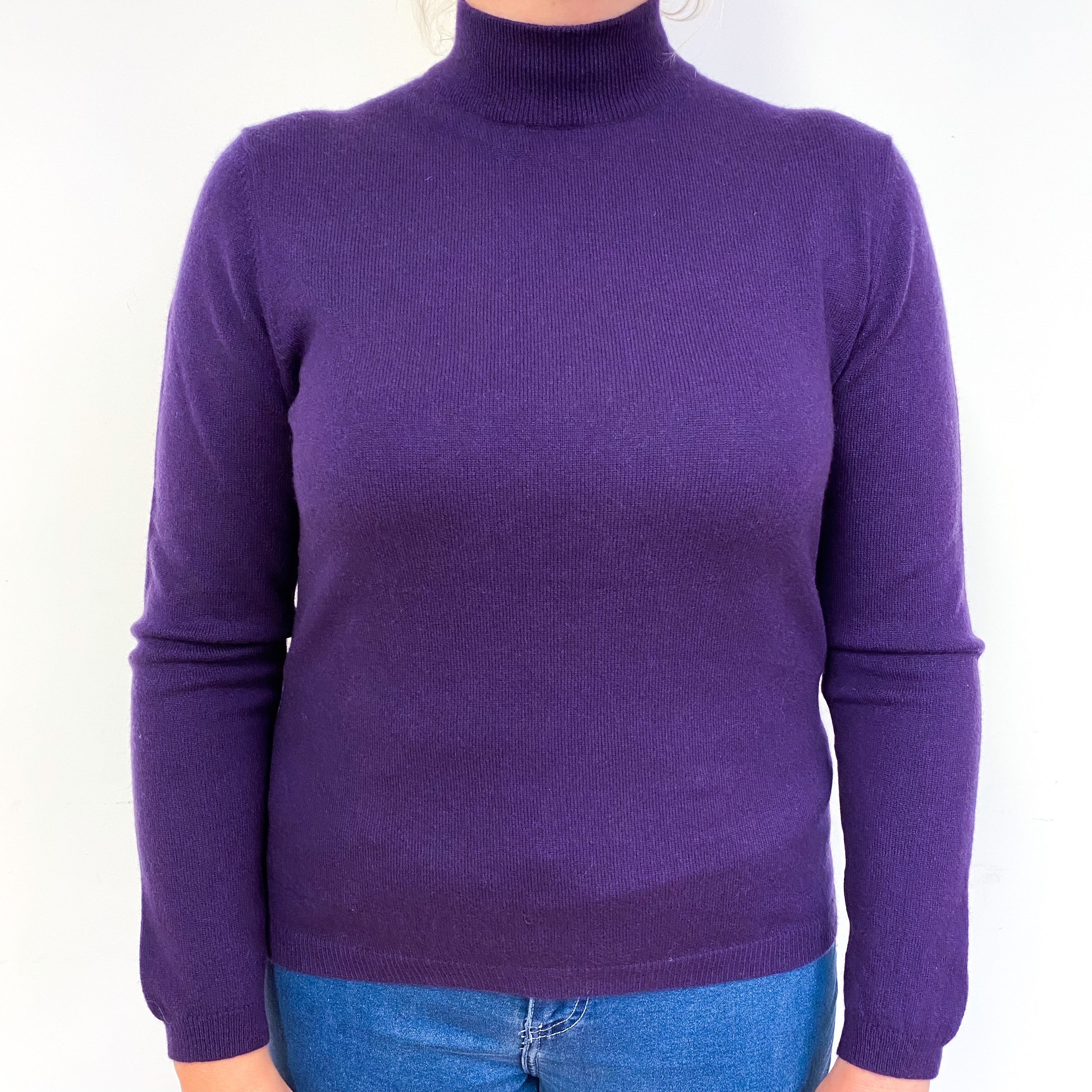 Grape Purple Cashmere Turtle Neck Jumper Large