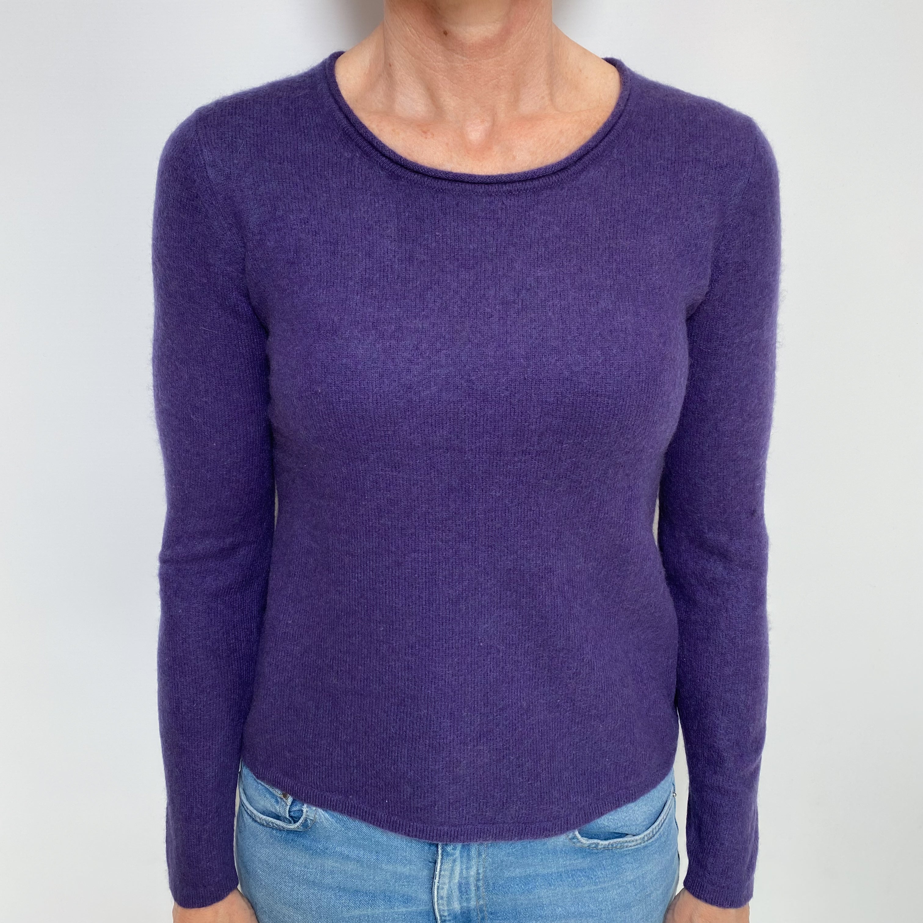 Amethyst Purple Cashmere Crew Neck Jumper Small