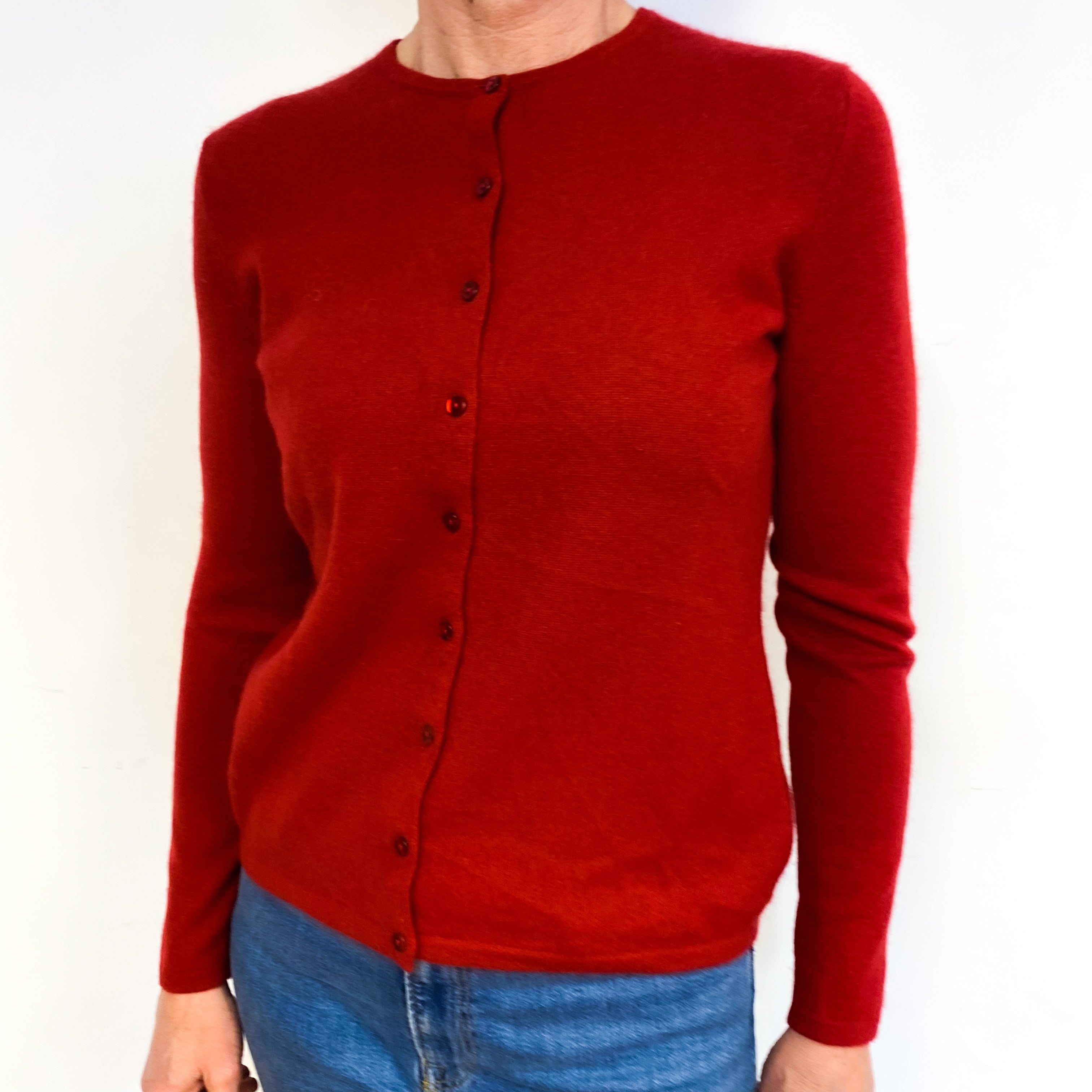 Crimson Red Cashmere Cardigan Medium