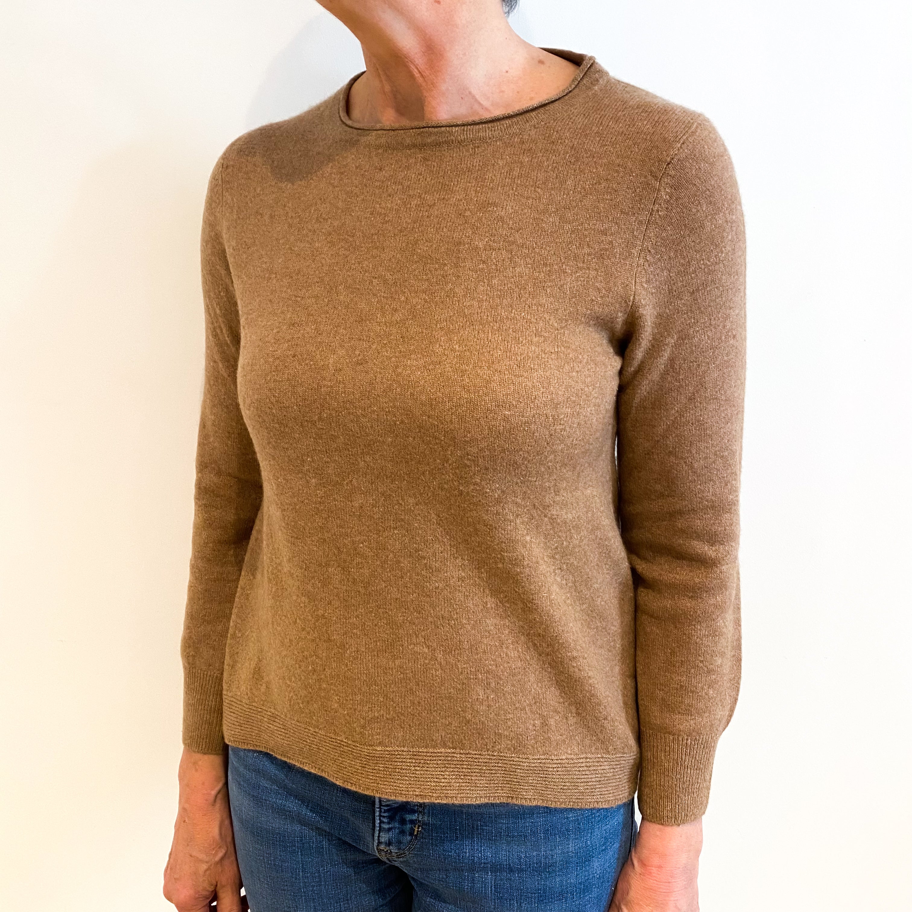 Butterscotch Brown Cashmere Crew Neck Jumper Medium