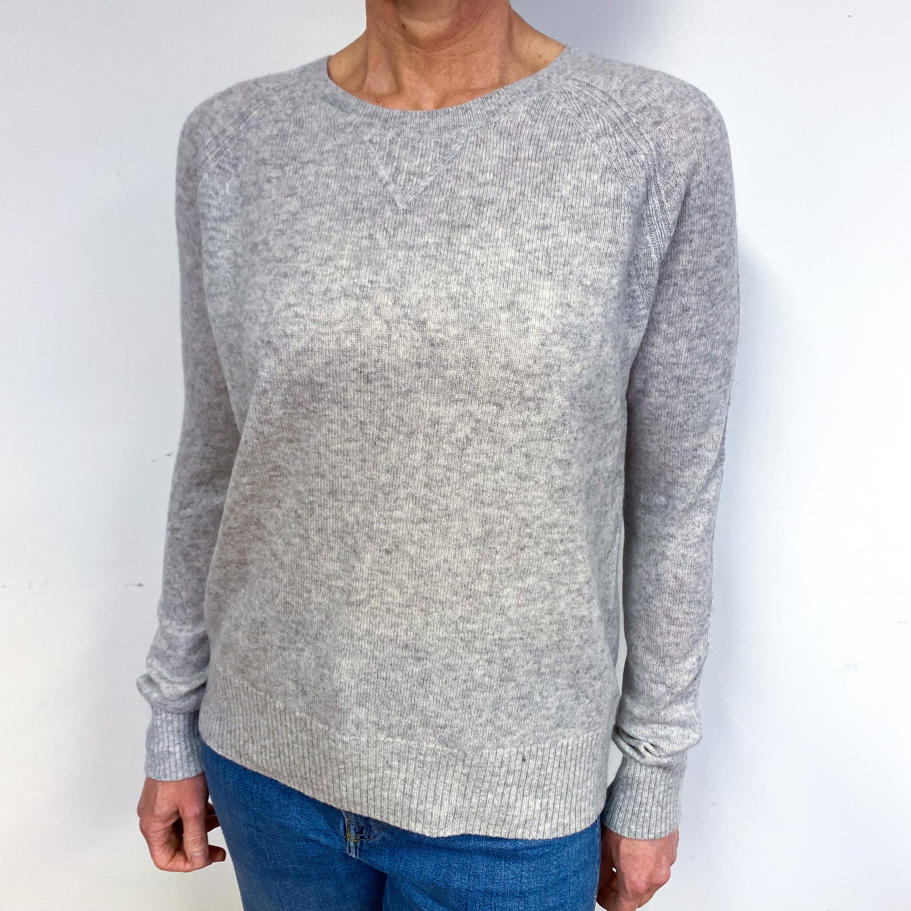 Soft Grey Cashmere Crew Neck Jumper Medium