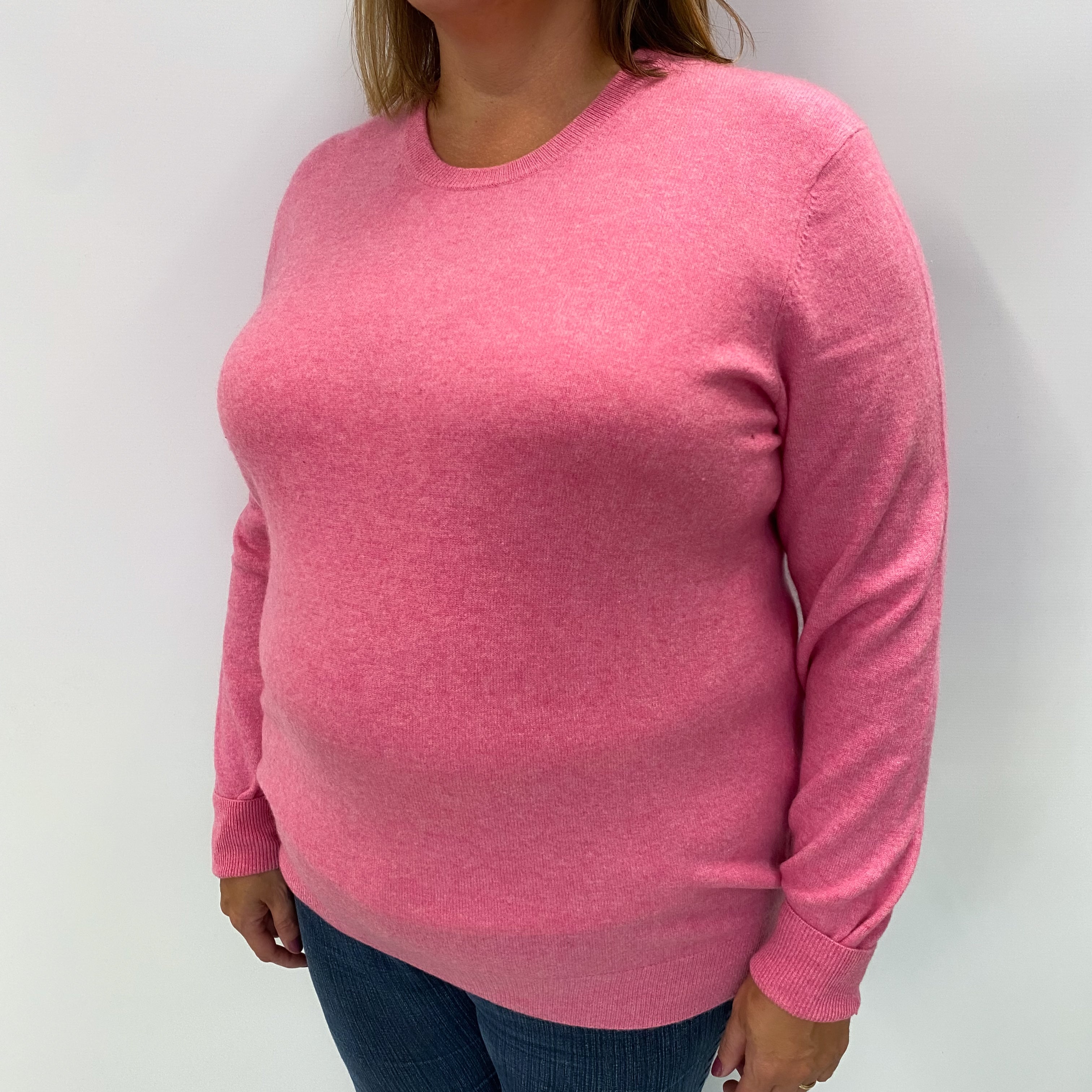 Bubblegum Pink Cashmere Crew Neck Jumper Extra Large