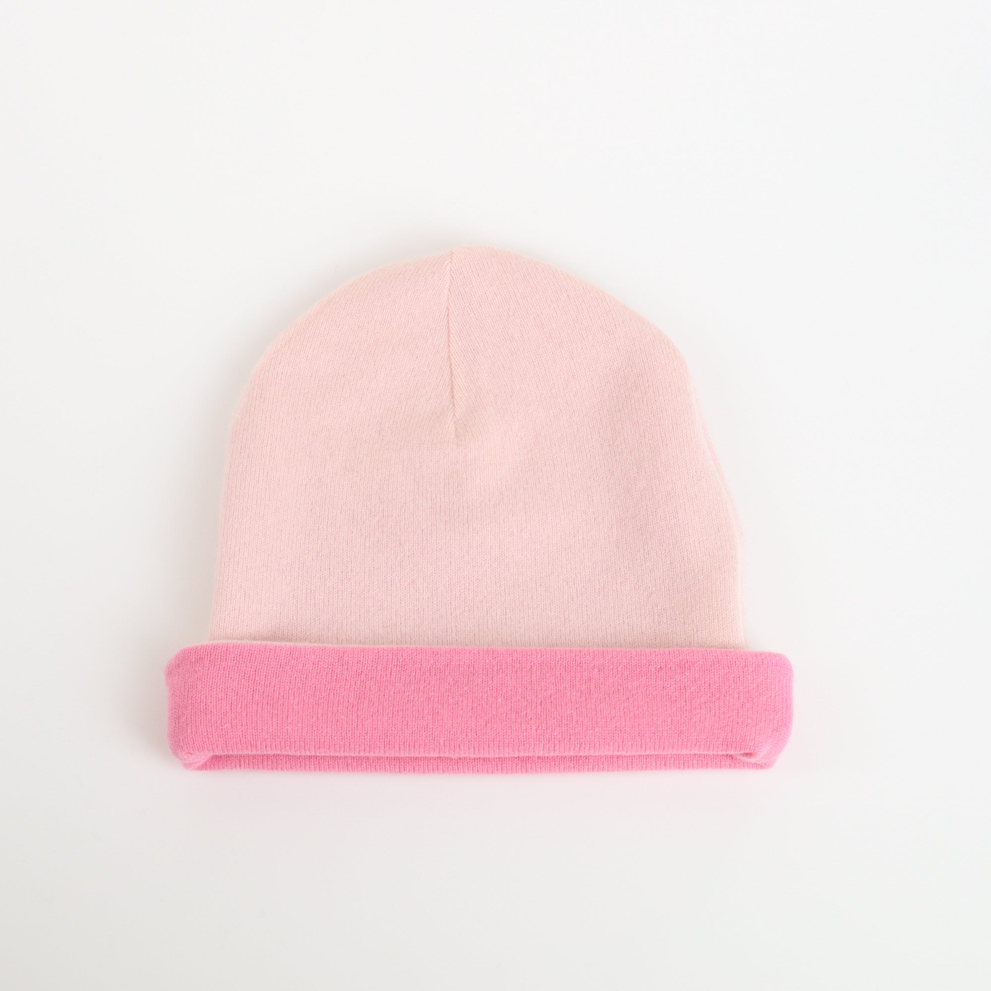 Bubblegum and Palest Pink Reversible Cashmere Beanie Hat