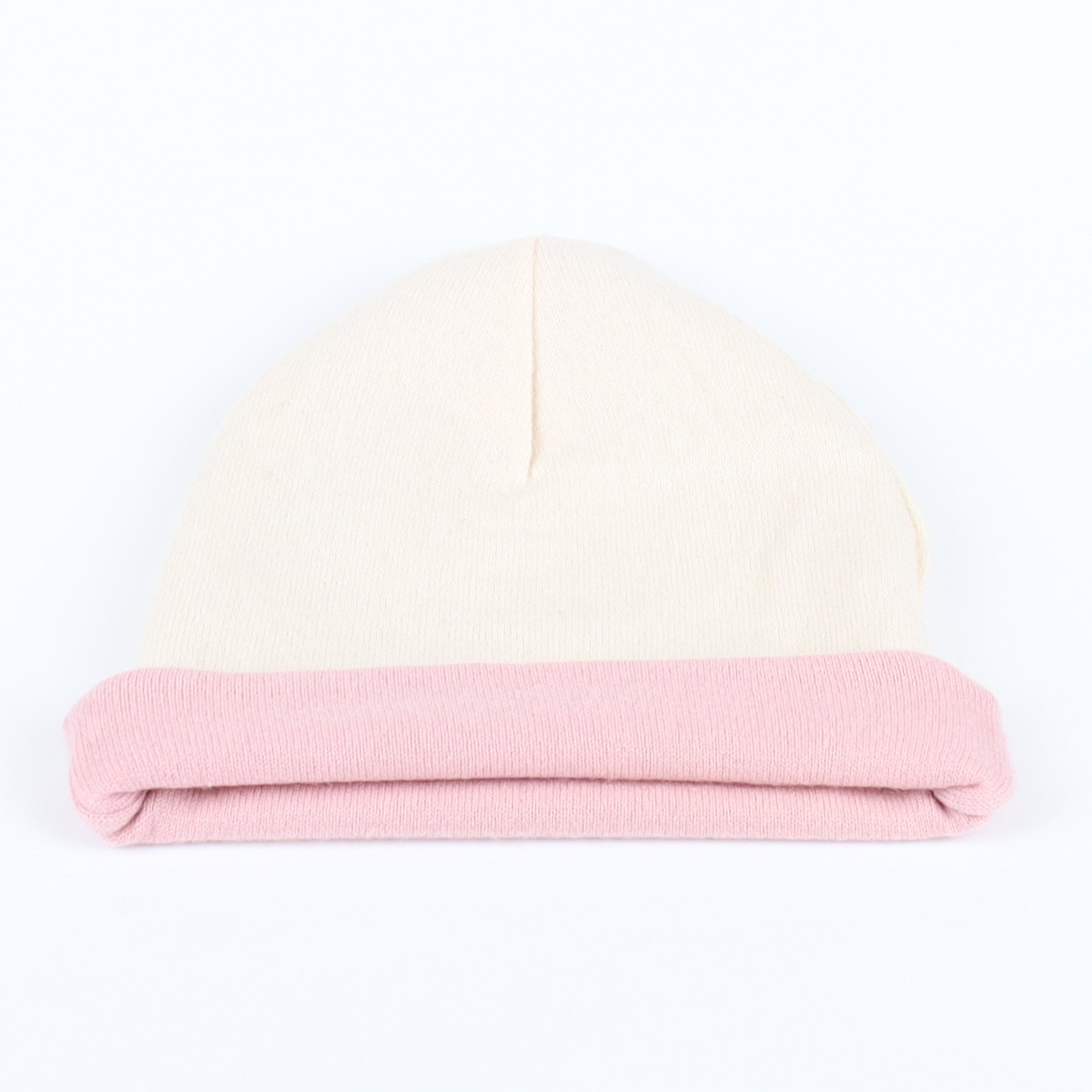 Soft Pink and Cream Reversible Cashmere Beanie Hat