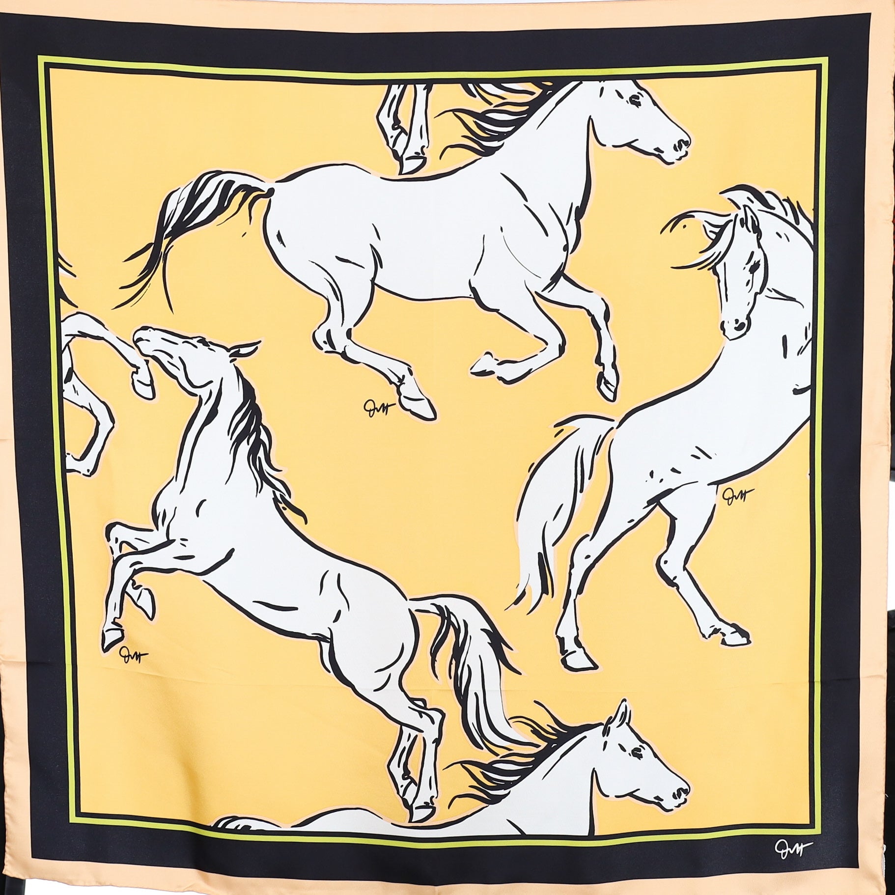 Brand New Boxed Olivia Von Halle White Horses Silk Scarf