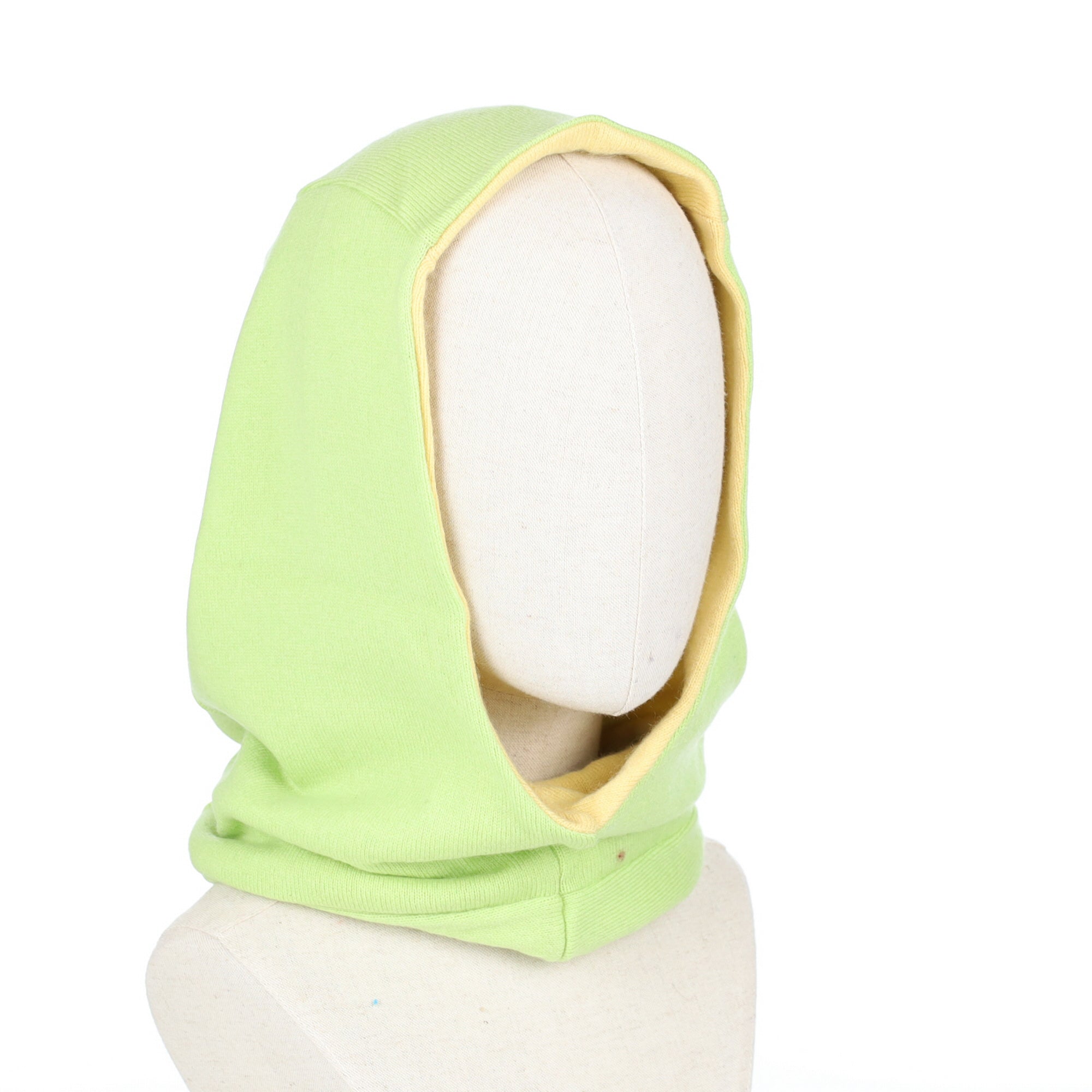 Lime Green and Yellow Luxury Reversible Cashmere Hood Unisex