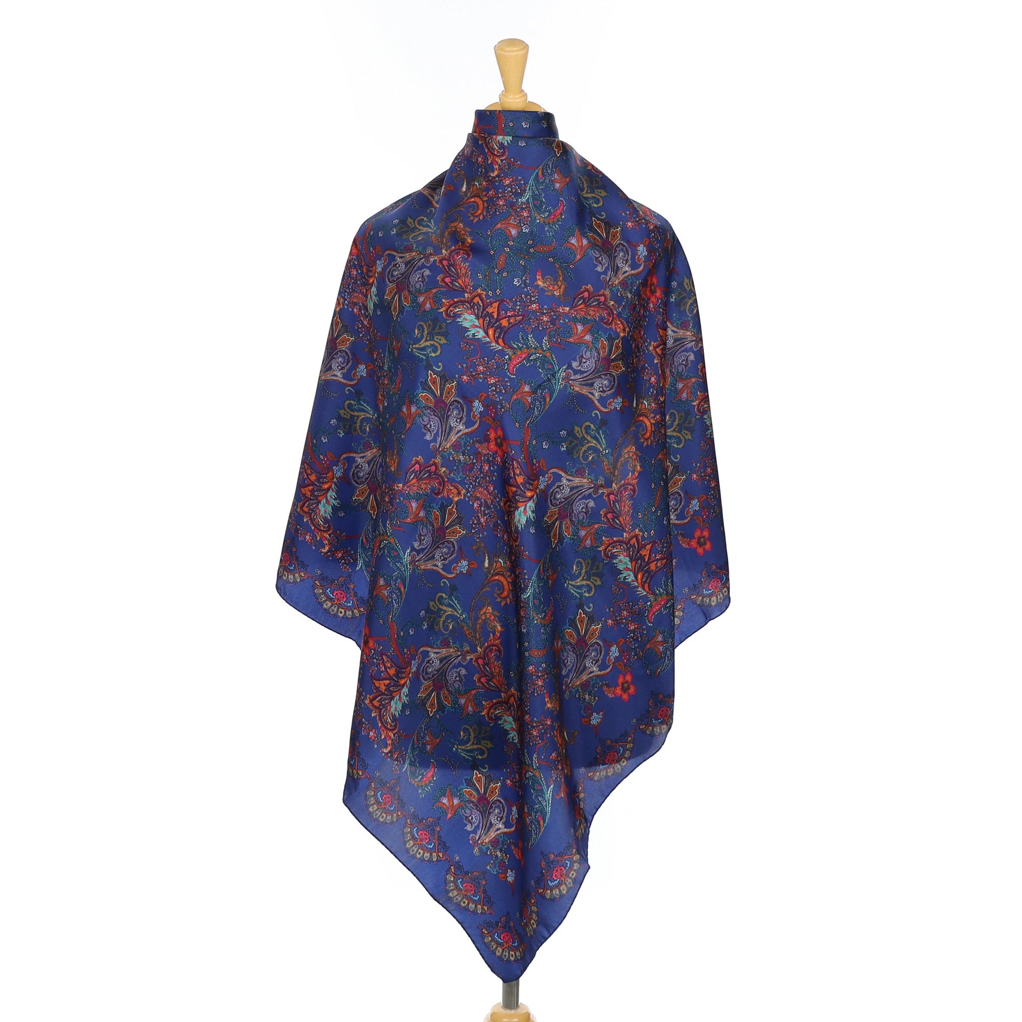 Immaculate Navy Blue Floral Silk Scarf