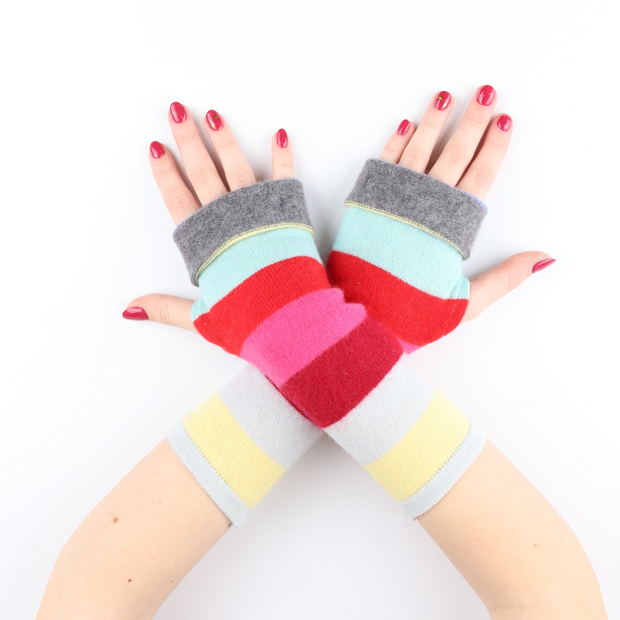 Multicolour Stripe Fingerless Gloves