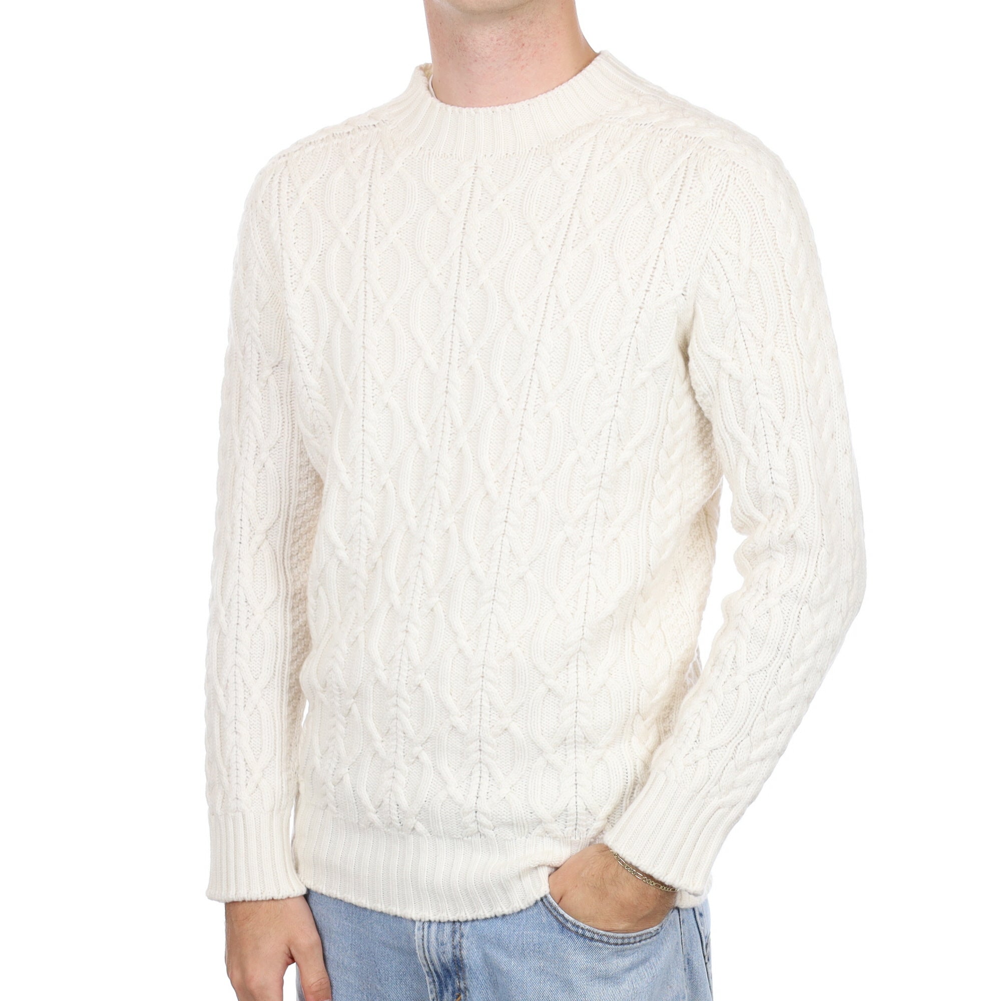 Men’s Brand New Scottish Vanilla Cream Cashmere Crew Neck Jumper Medium