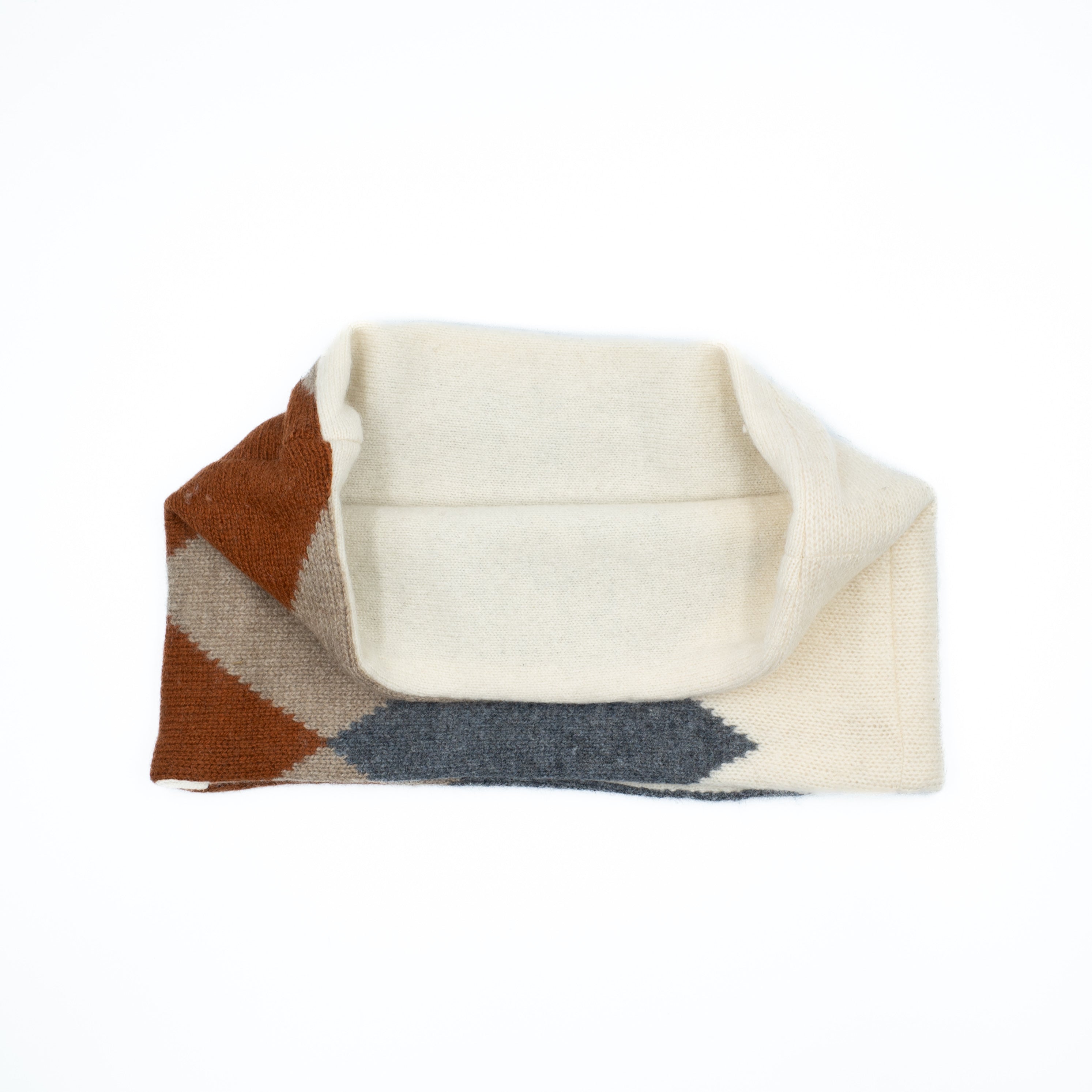 Cream, Grey and Taupe Diamond Neck Warmer