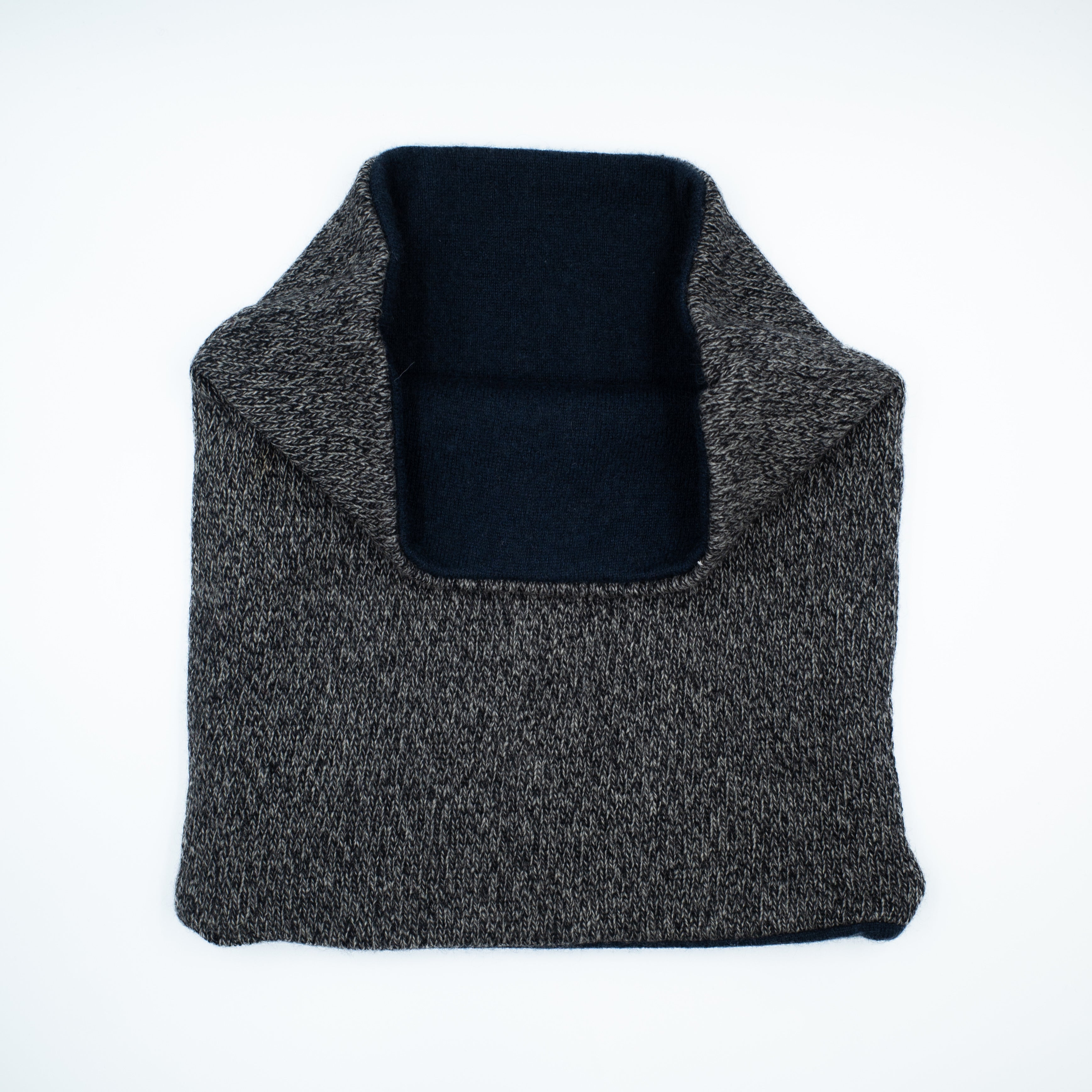 Grey Marl and Navy Luxury Double Layered Snood