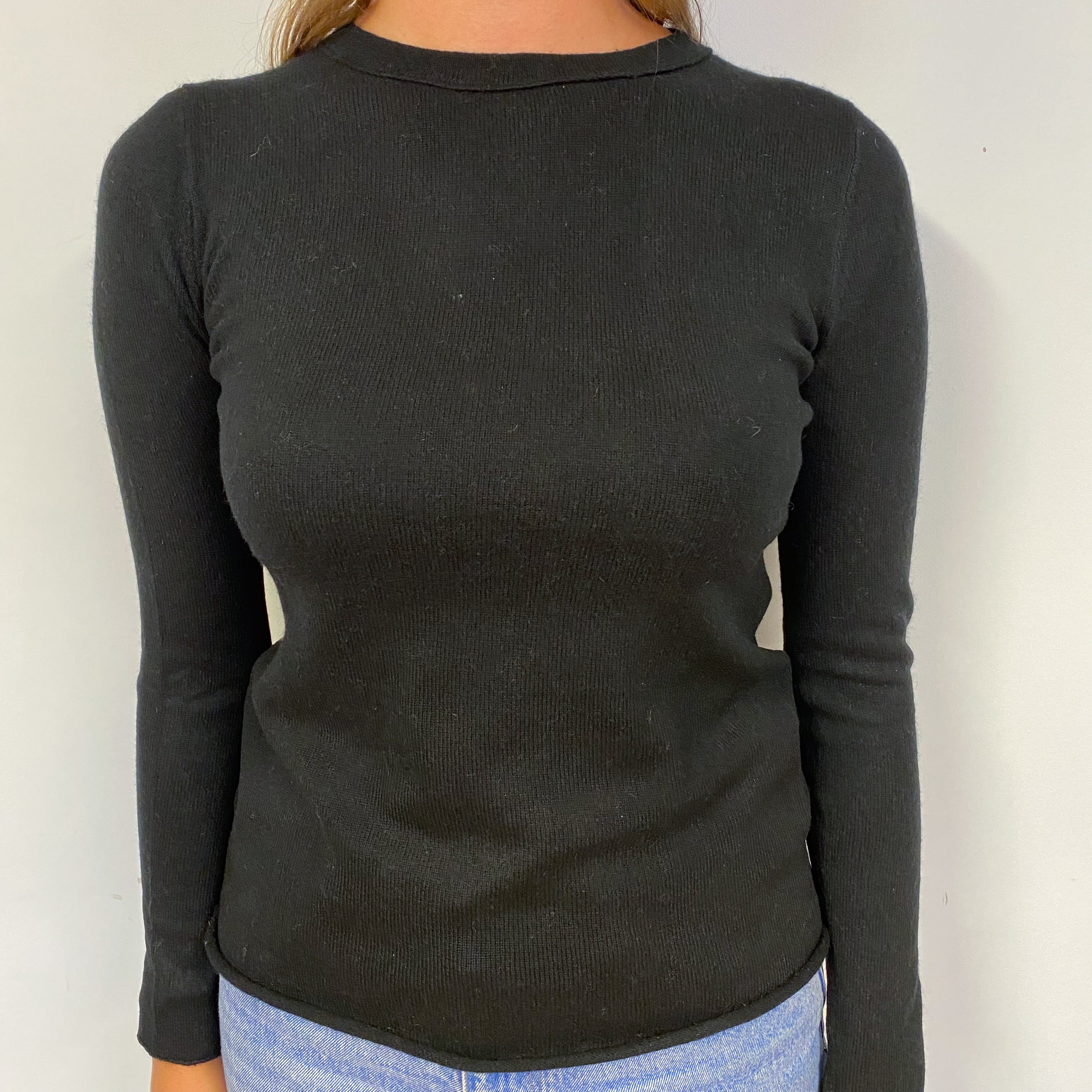 Black Cashmere Crew Neck Jumper Small