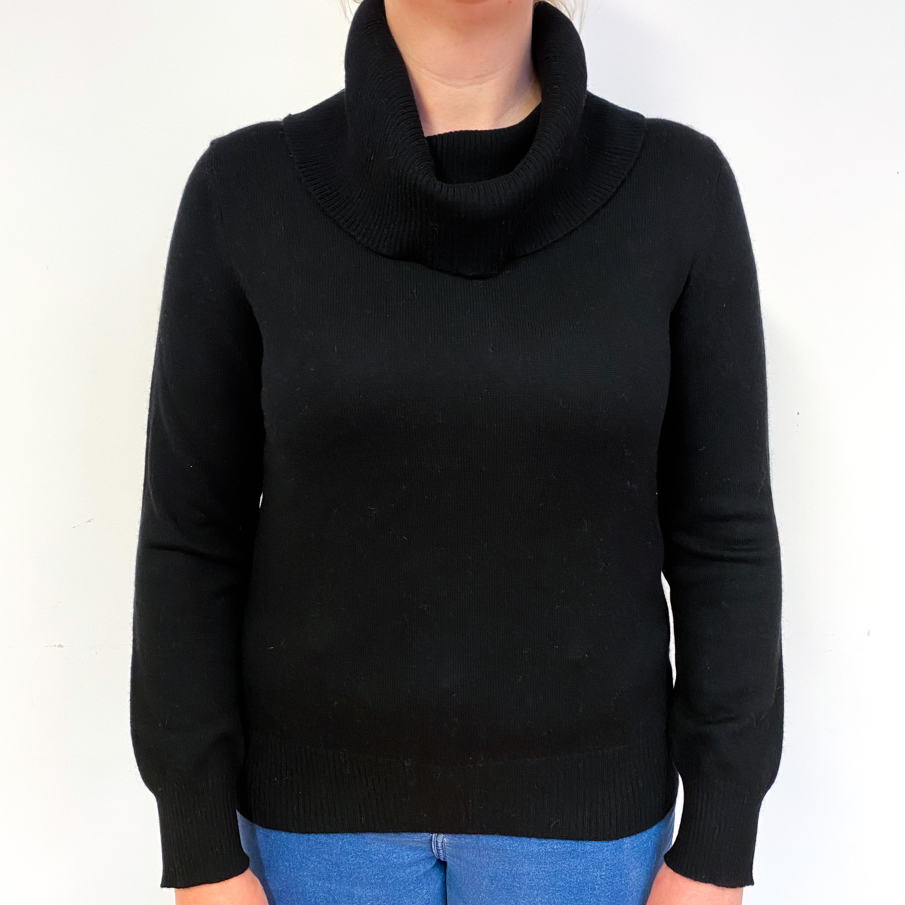 Black Cashmere Cowl Neck Jumper Large