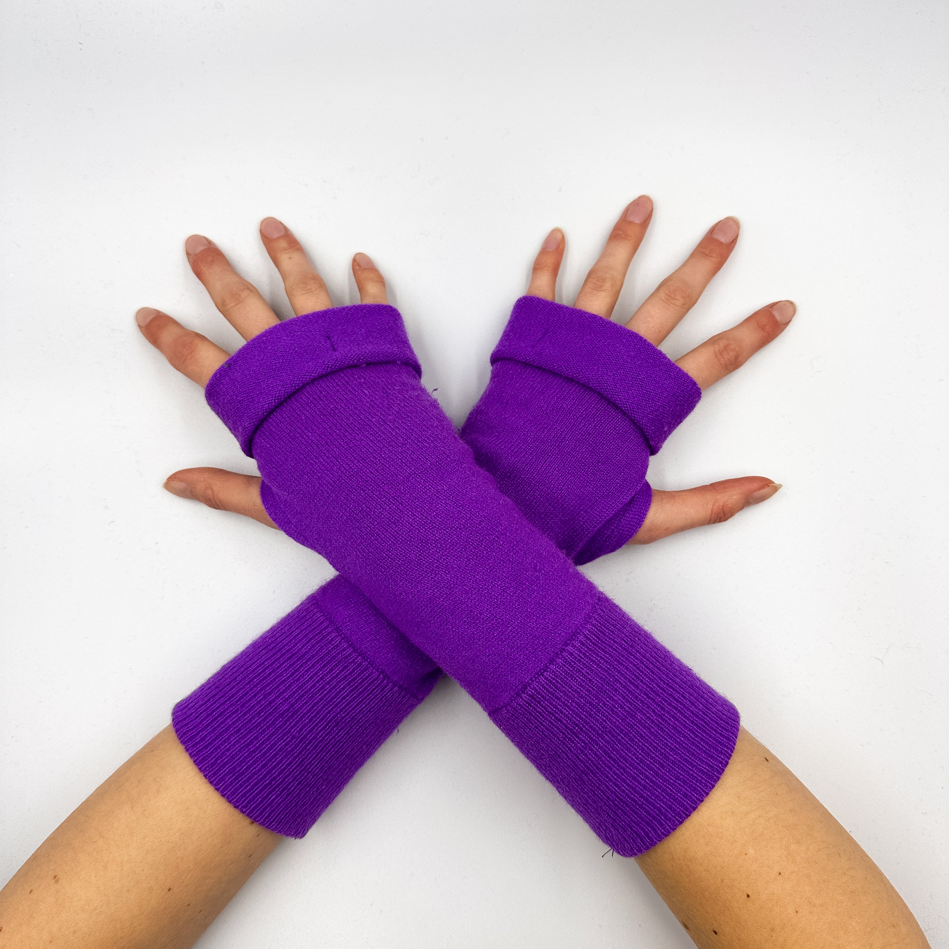 Violet Purple Fingerless Gloves