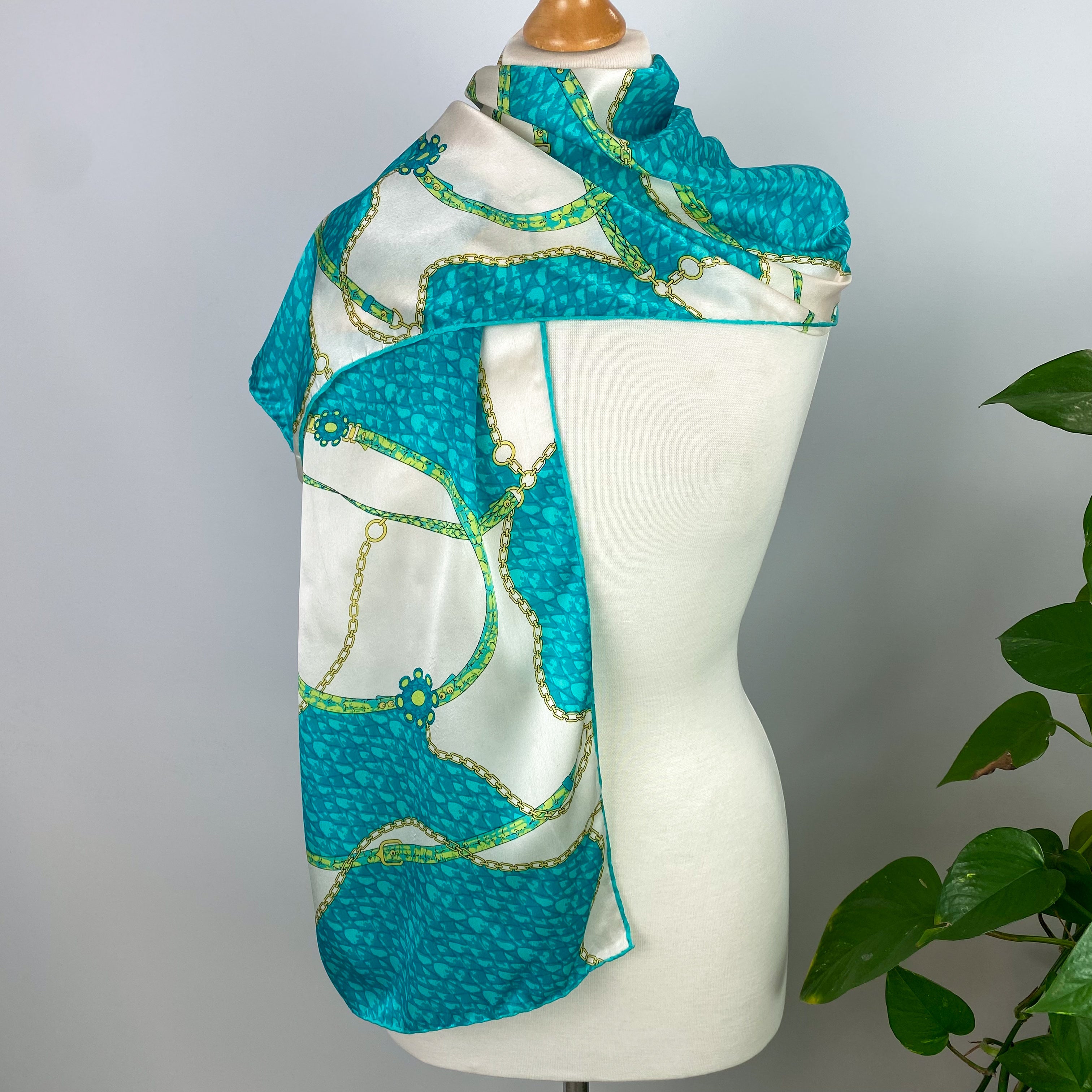 Passigatti Italian Turquoise Design Silk Scarf