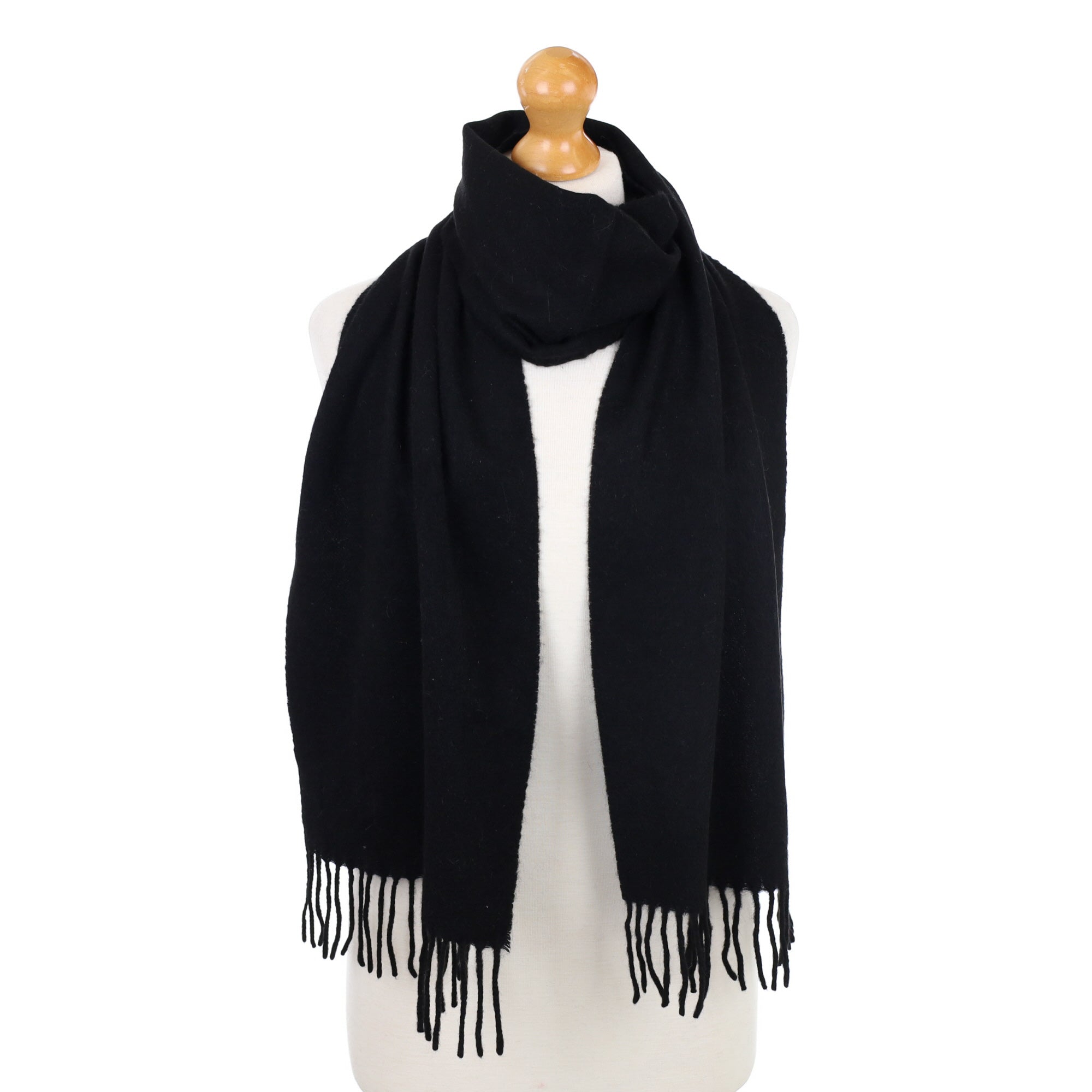 Black Fringed Cashmere Woven Scarf