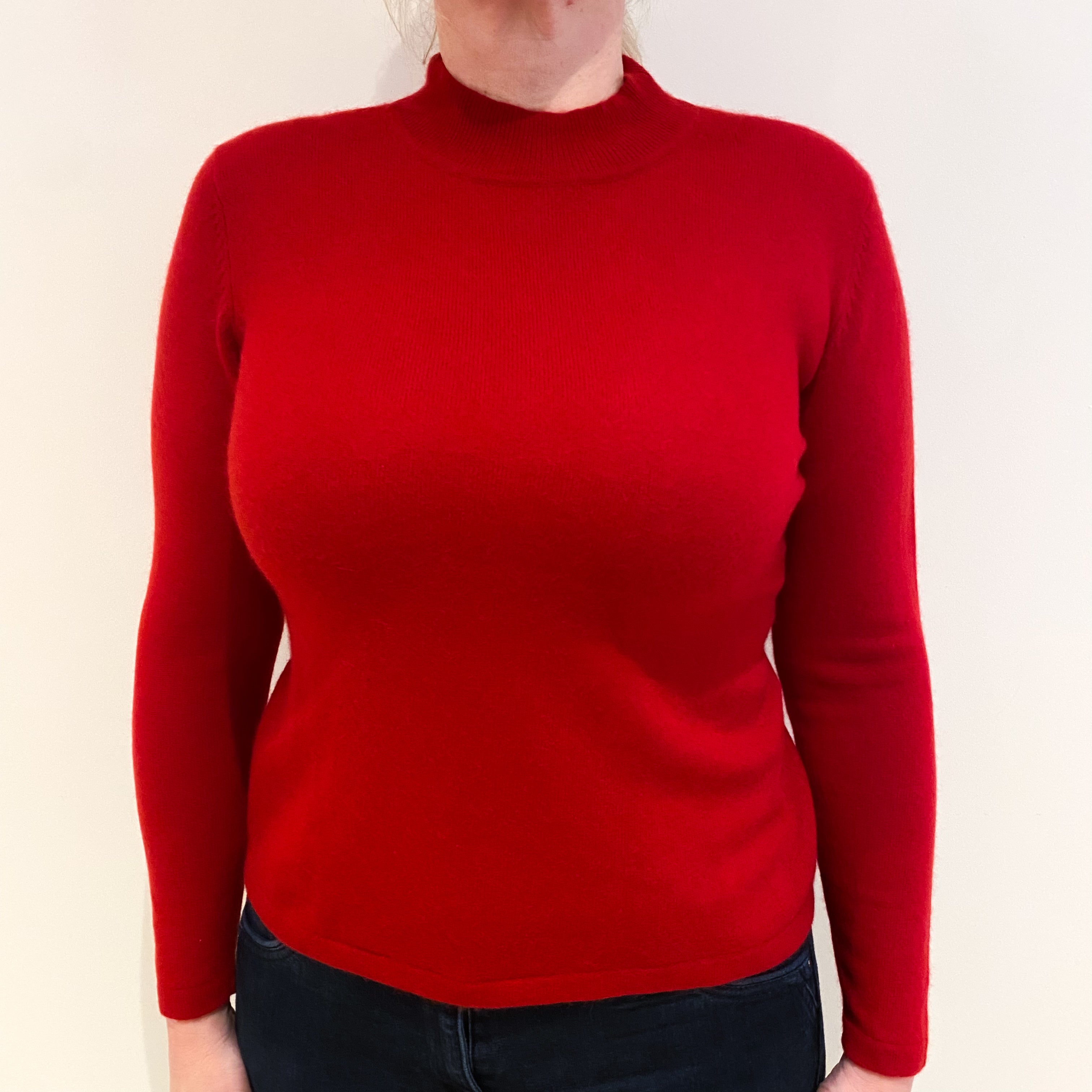 Scarlet Red Cashmere Turtle Neck Jumper Large