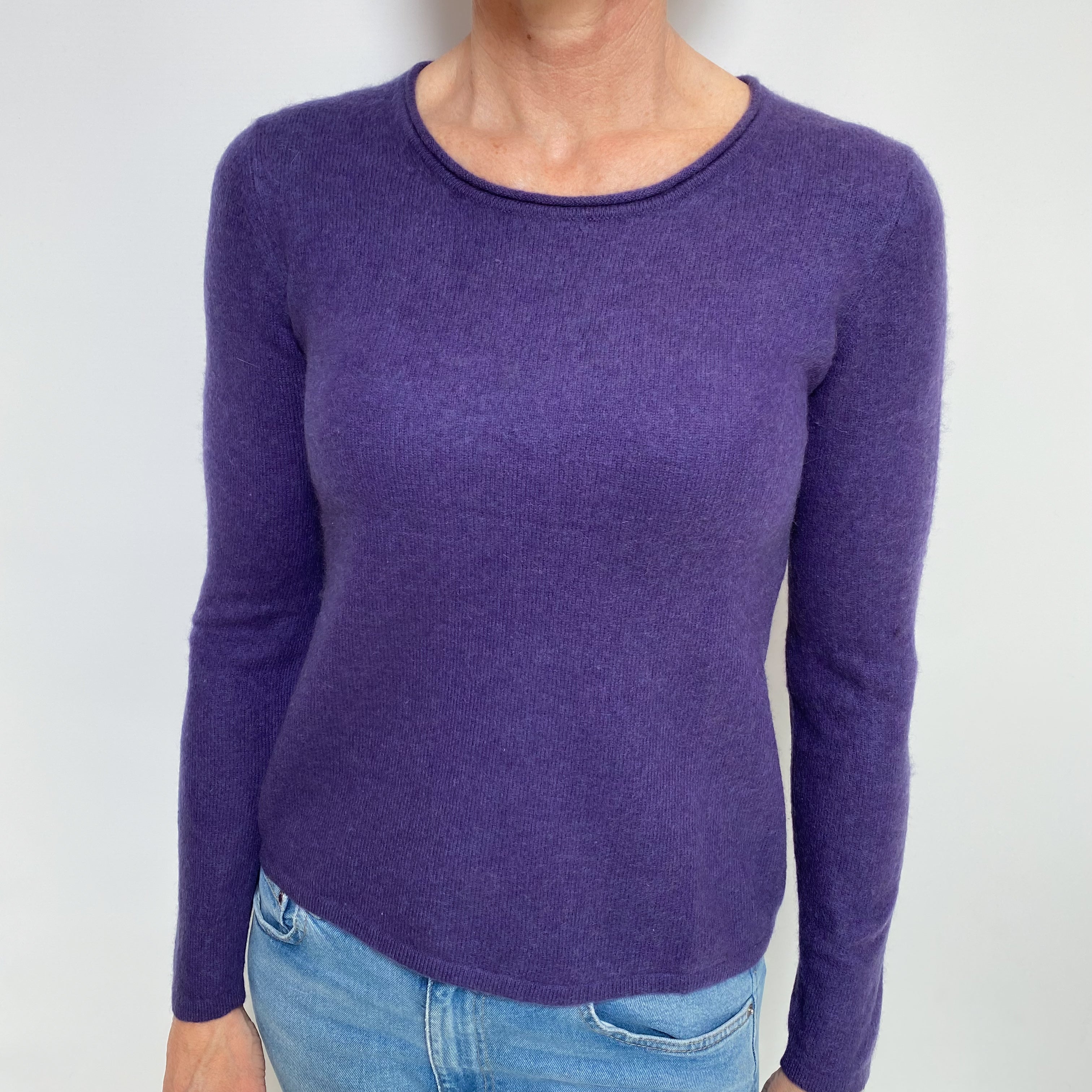 Amethyst Purple Cashmere Crew Neck Jumper Small