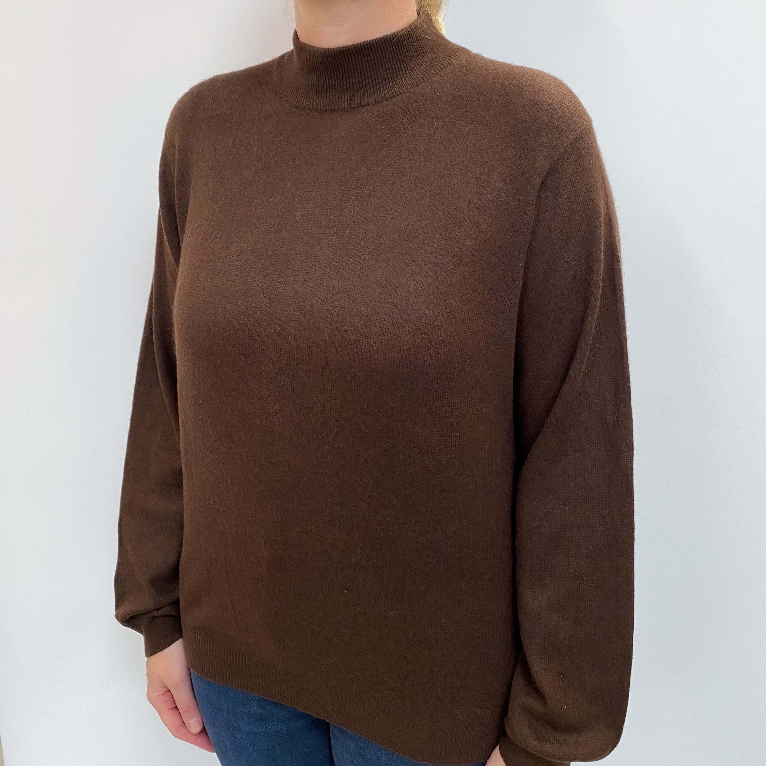 Peppercorn Brown Cashmere Turtle Neck Jumper Large