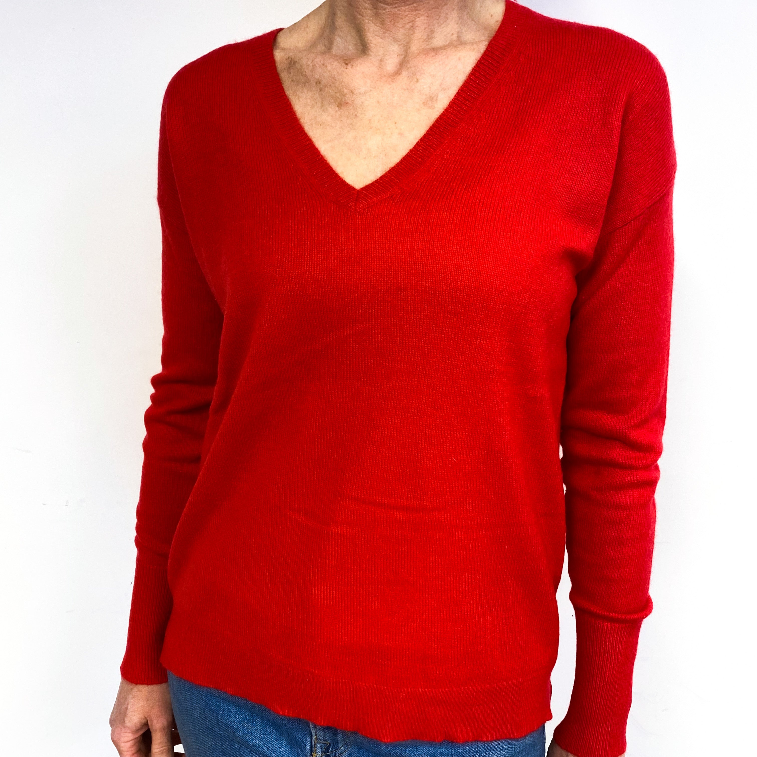 Scarlett Red Cashmere V-Neck Jumper Medium