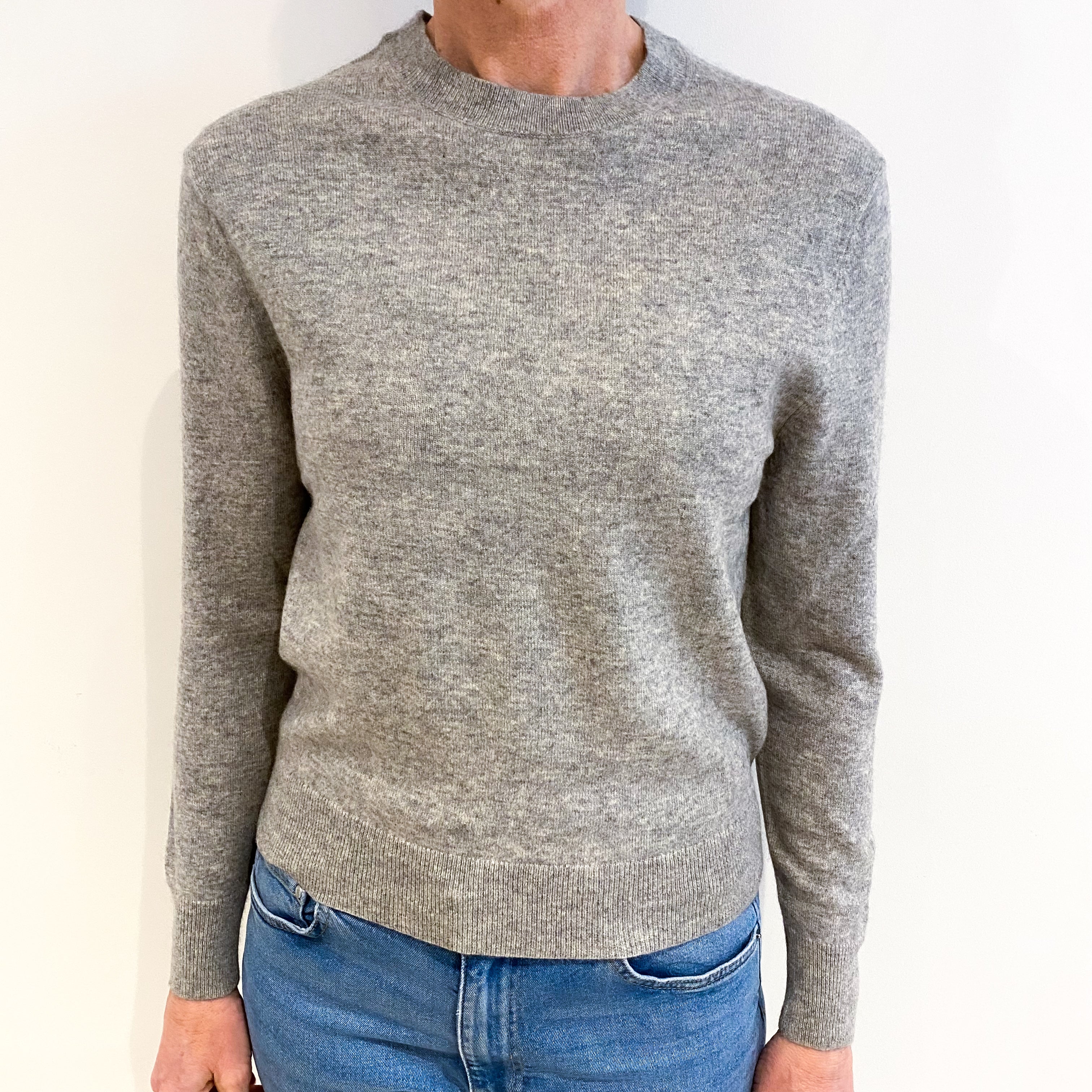 Smoke Grey Cashmere Crew Neck Jumper Small