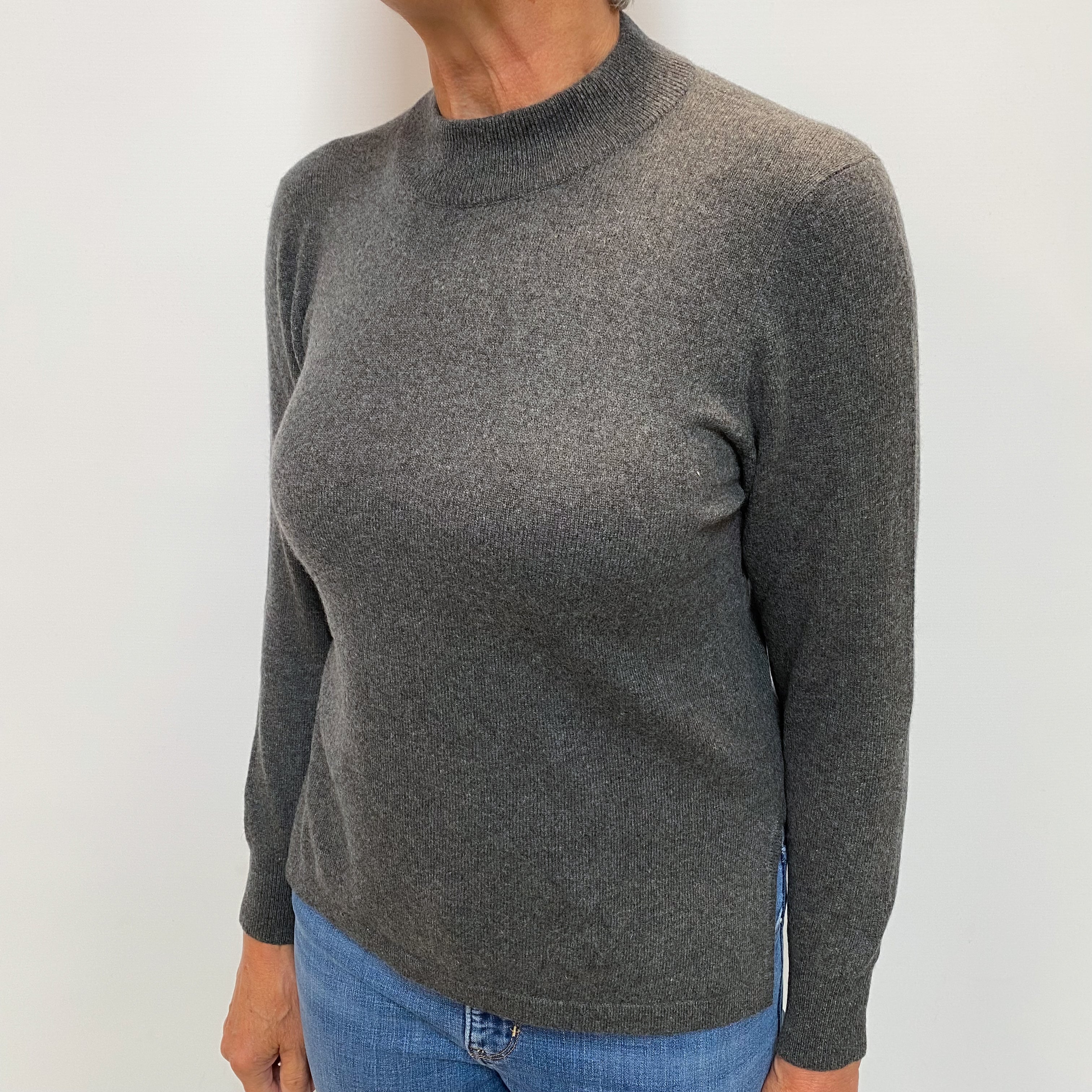 Slate Grey Cashmere Turtle Neck Jumper Medium