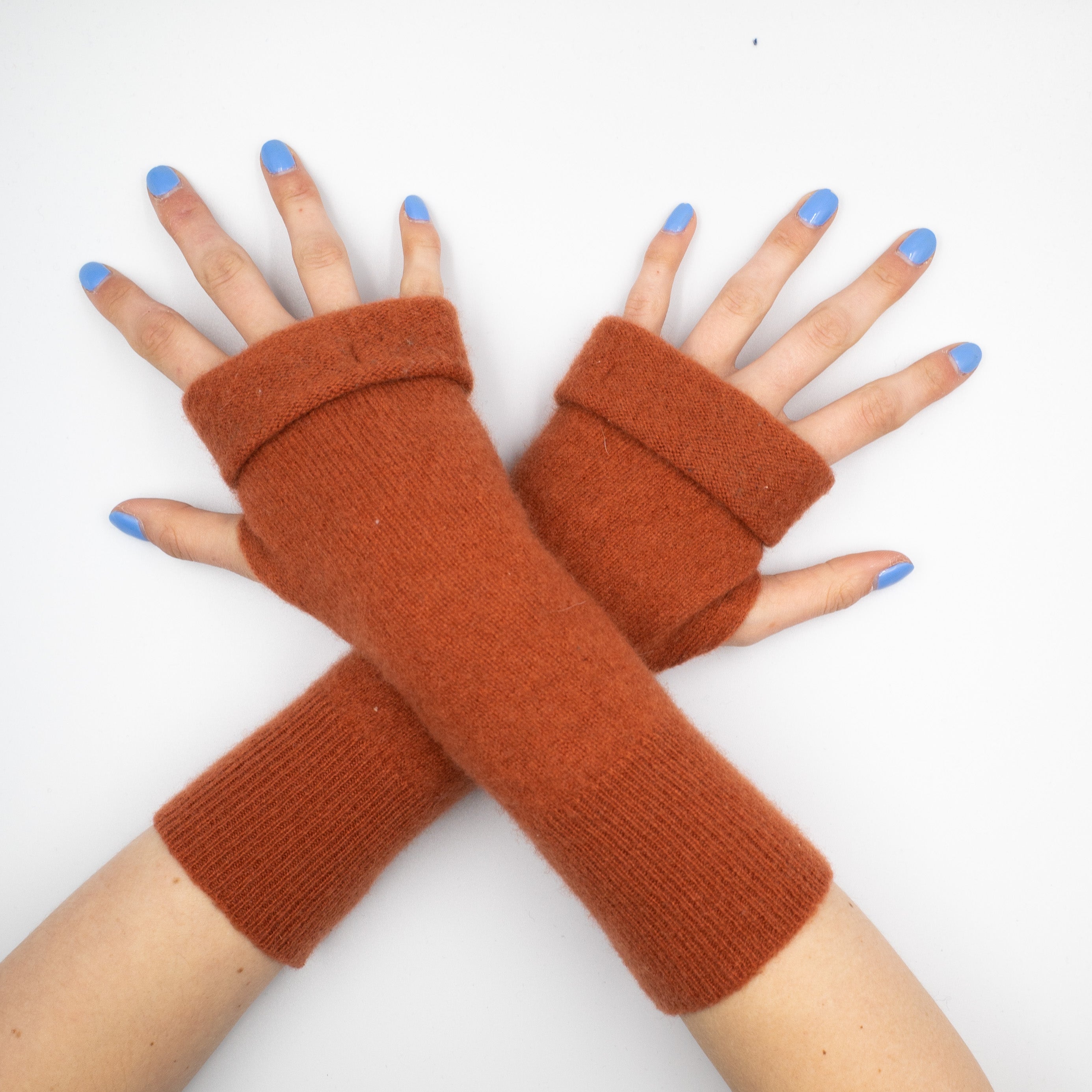 Rust Orange Fingerless Gloves