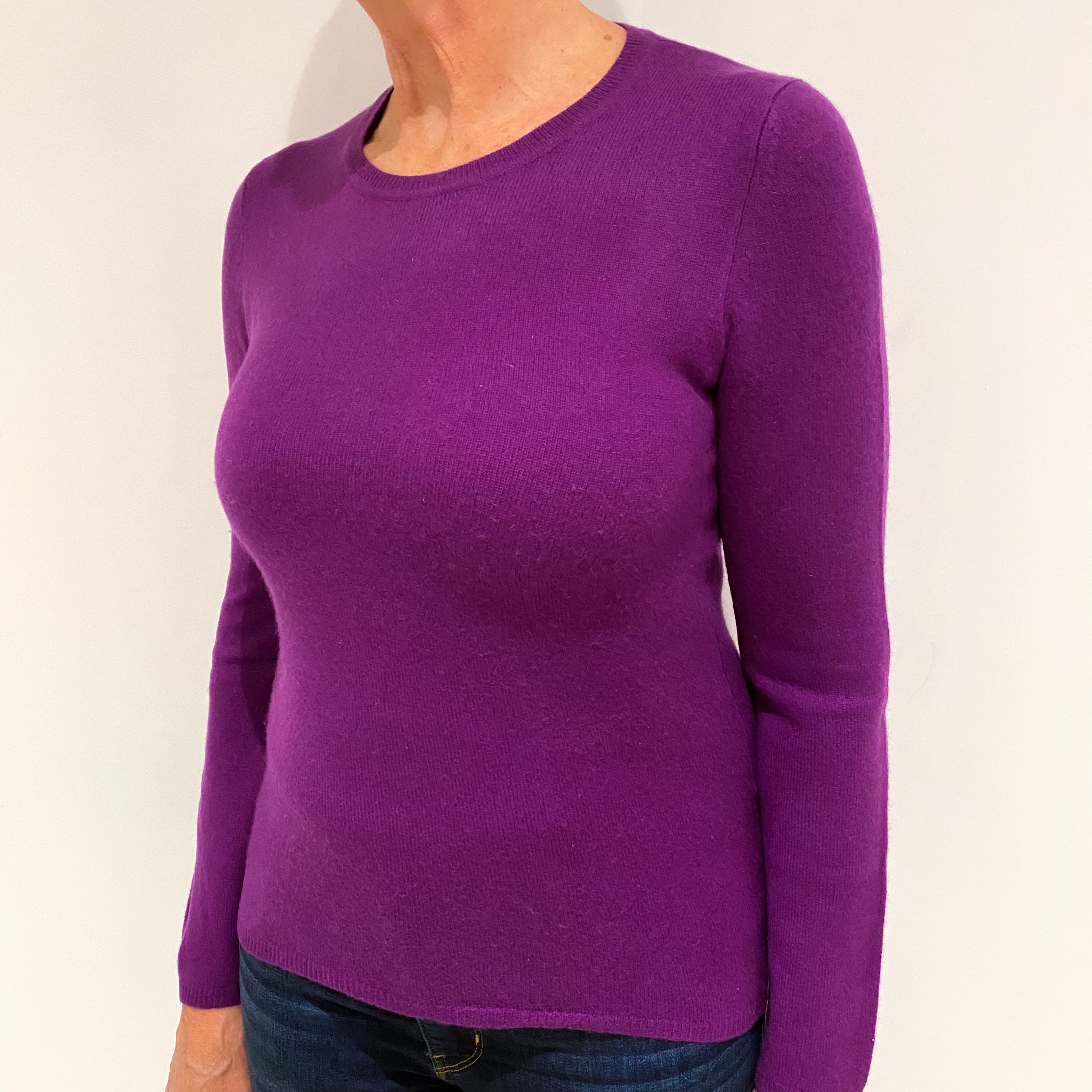 Violet Purple Cashmere Crew Neck Jumper Medium