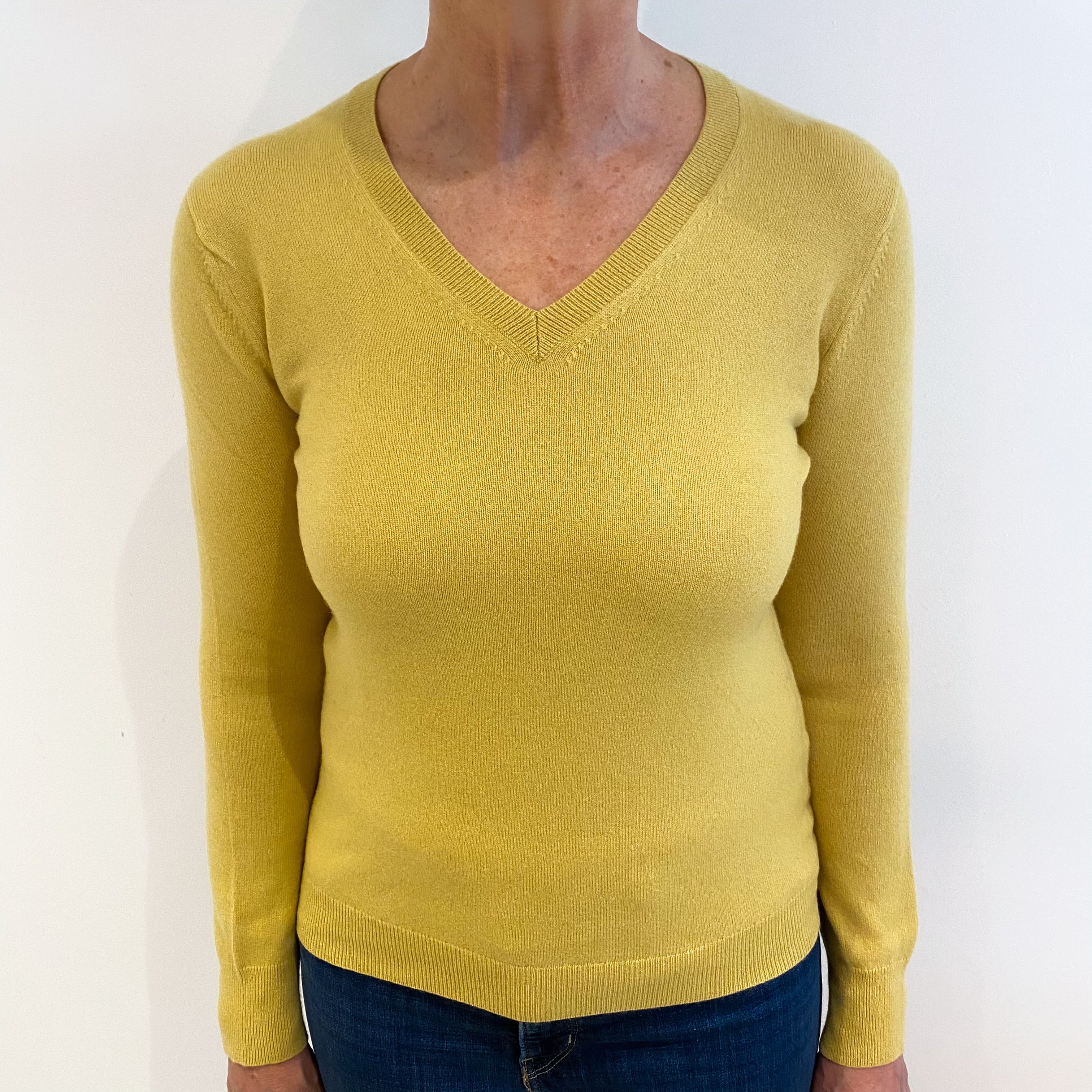 Sunflower Yellow Cashmere V Neck Jumper Medium