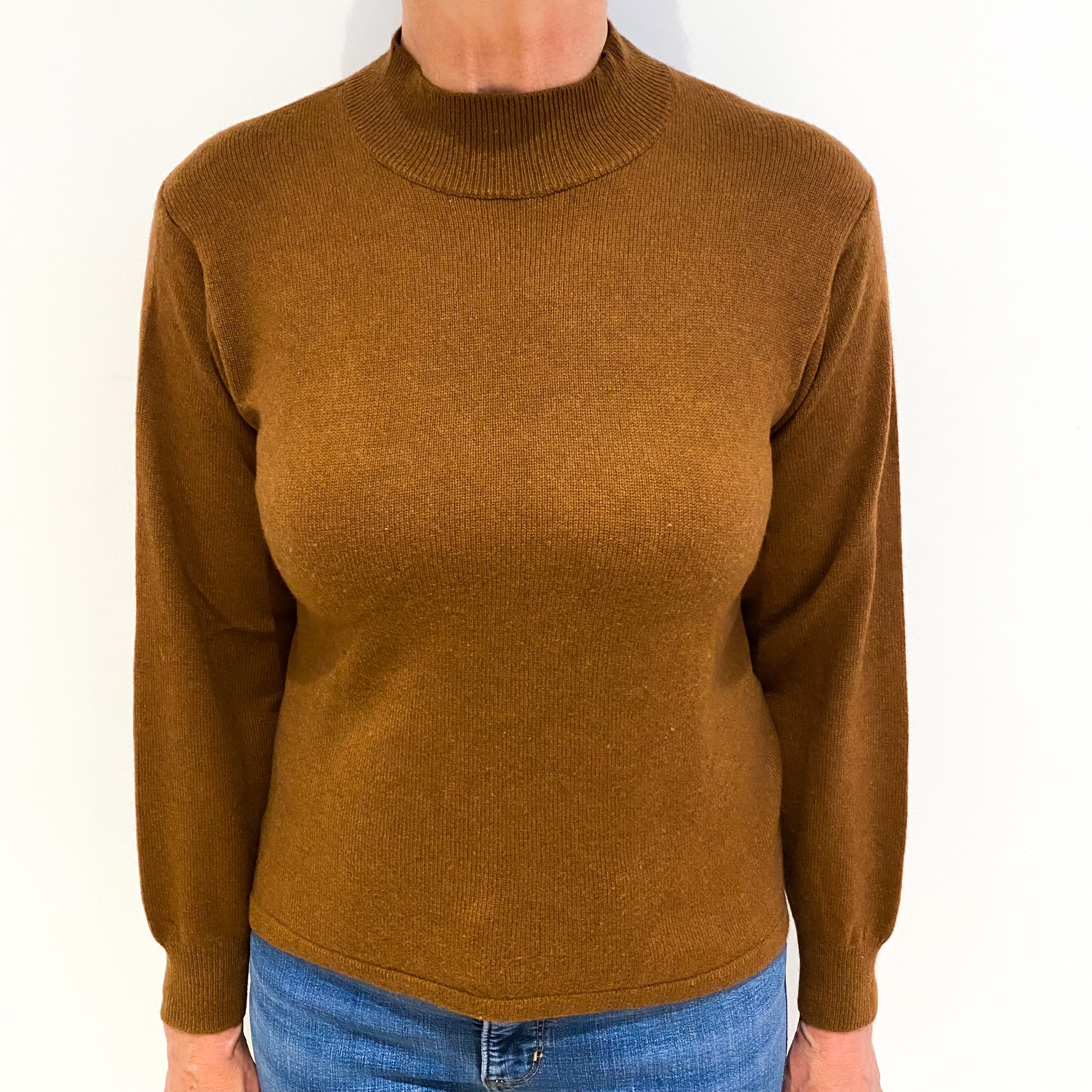 Cinnamon Brown Cashmere Turtle Neck Jumper Medium