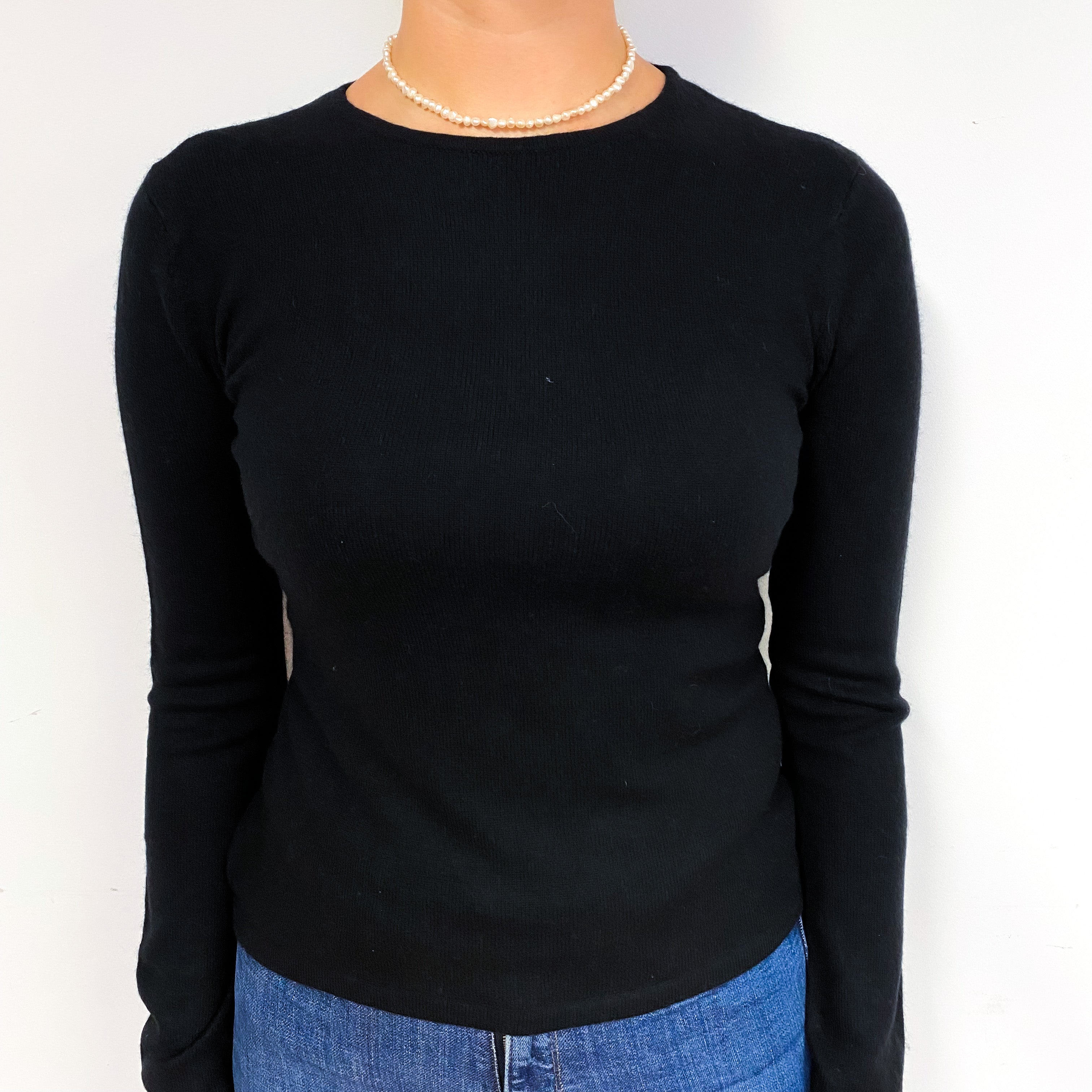 Black Cashmere Crew Neck Jumper Small