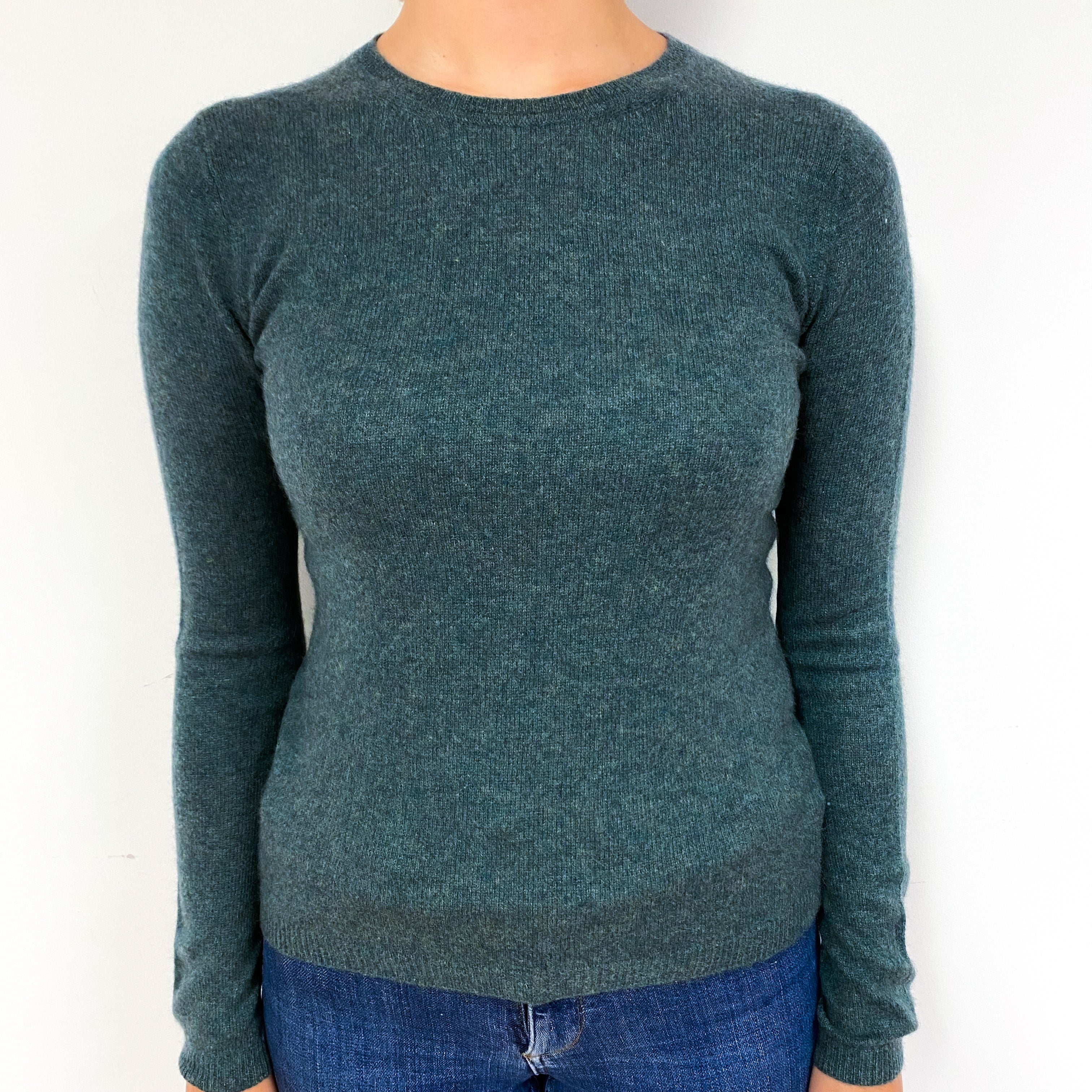 Spruce Green Cashmere Crew Neck Jumper Small