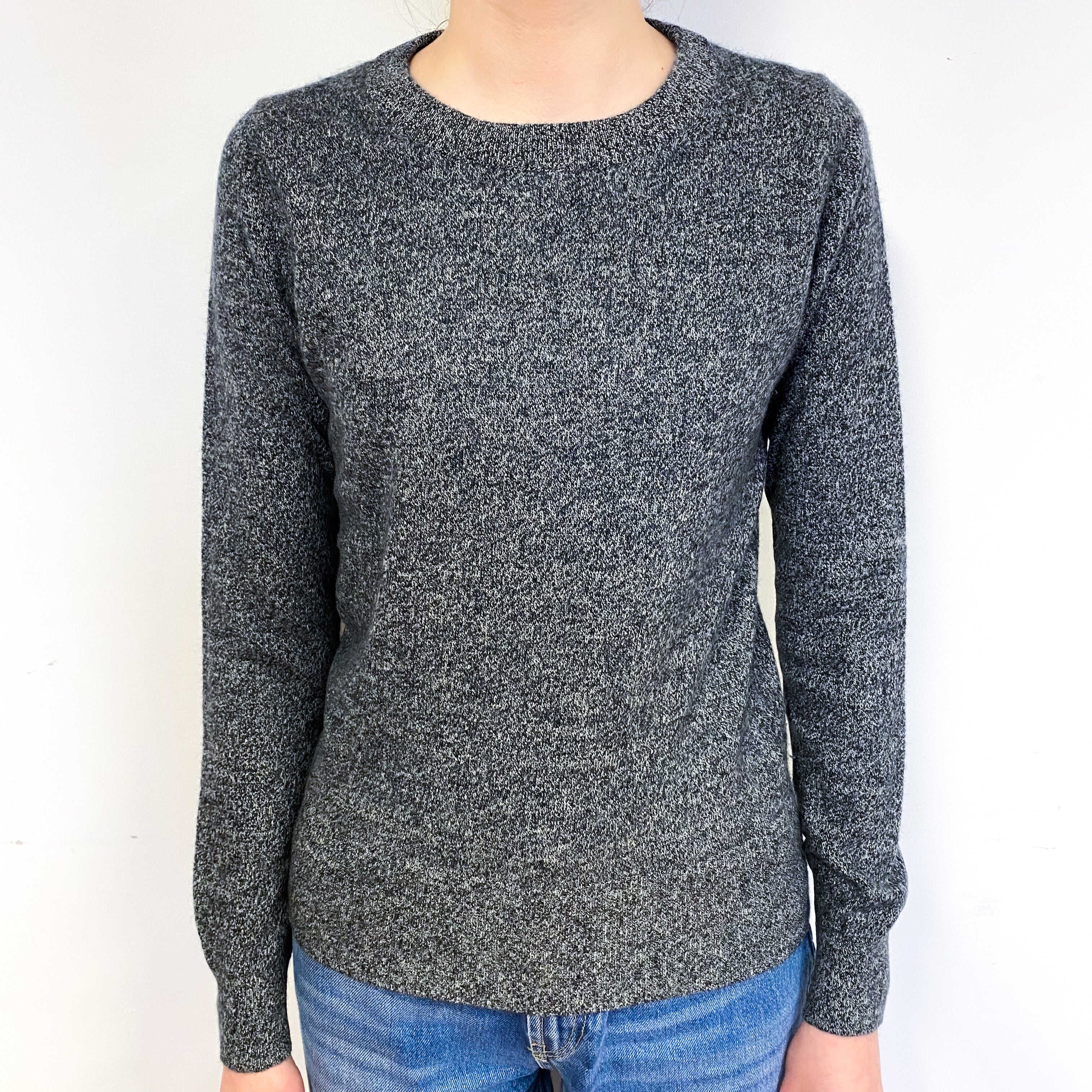 Charcoal Grey Marl Cashmere Crew Neck Jumper Extra Small