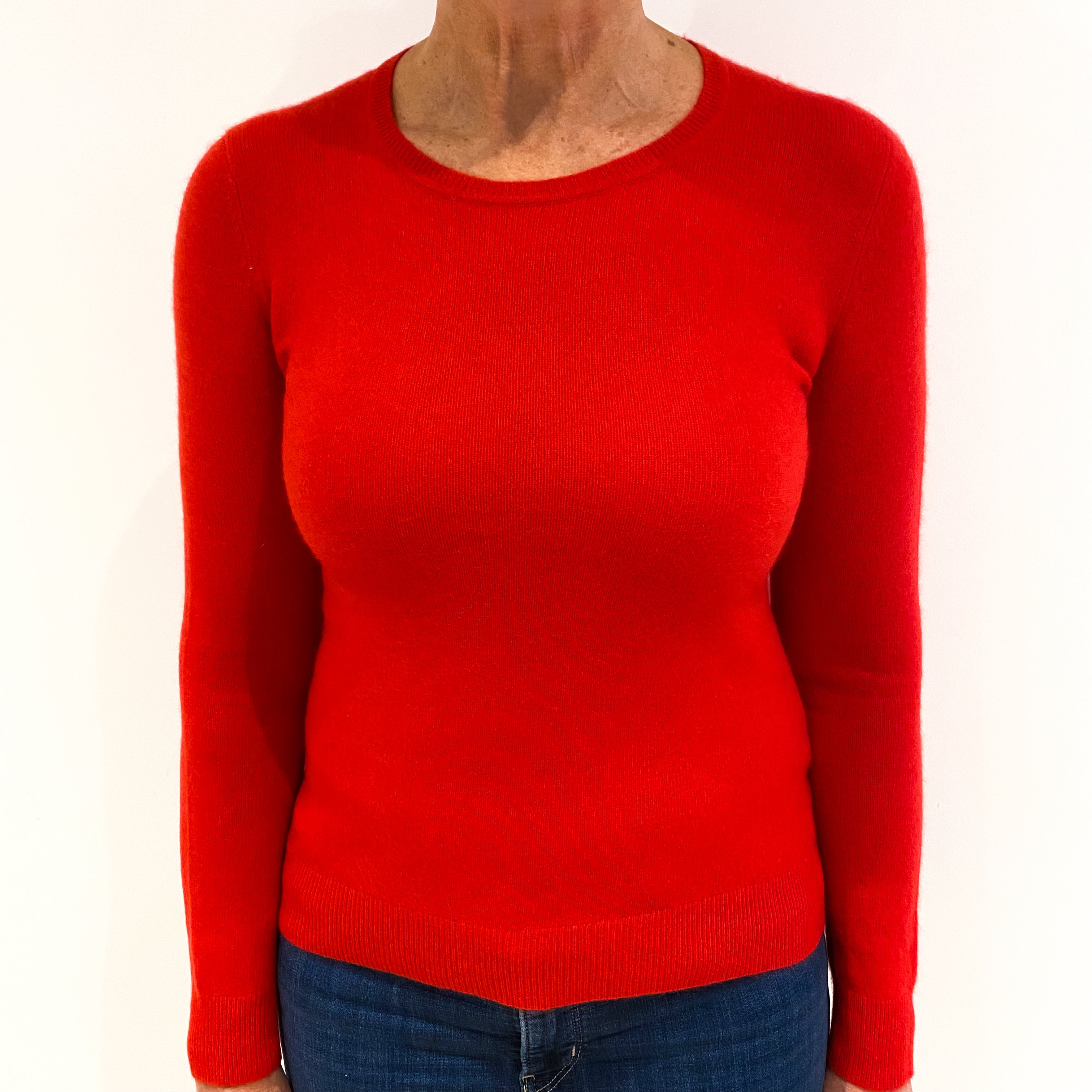 Vermillion Red Cashmere Crew Neck Jumper Medium