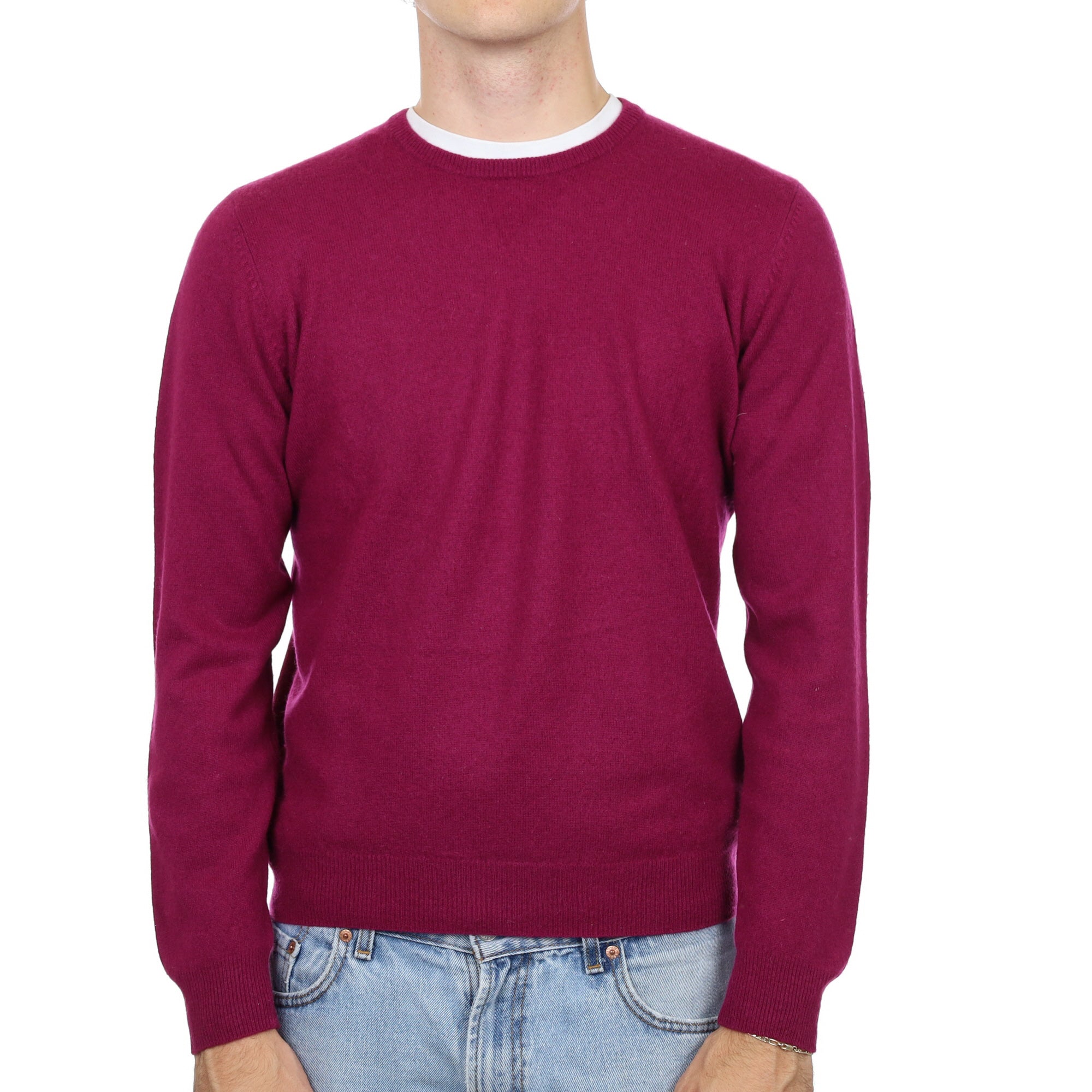 Men's Grape Purple Cashmere Crew Neck Jumper Medium