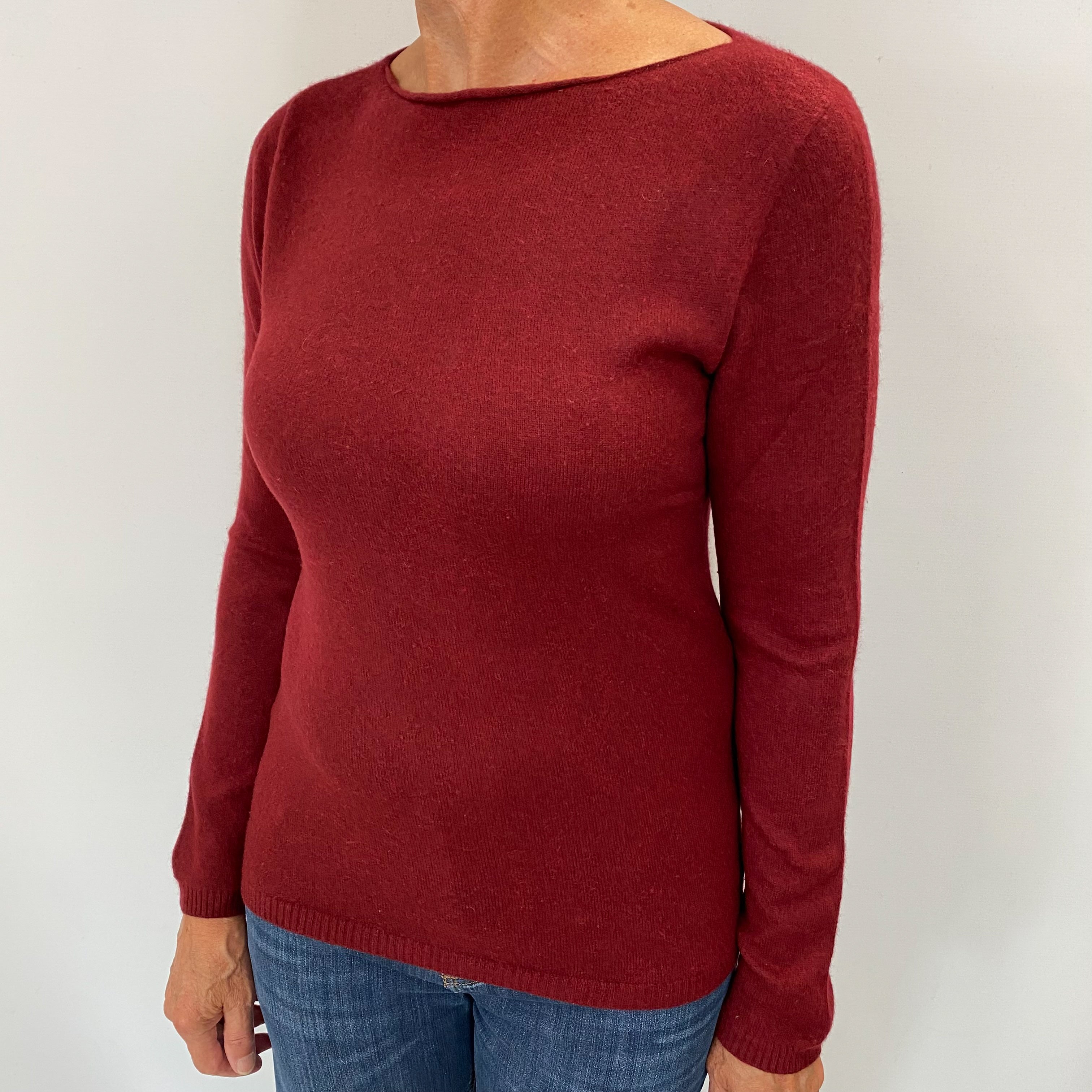 Red Mulberry Cashmere Boat Neck Jumper Medium