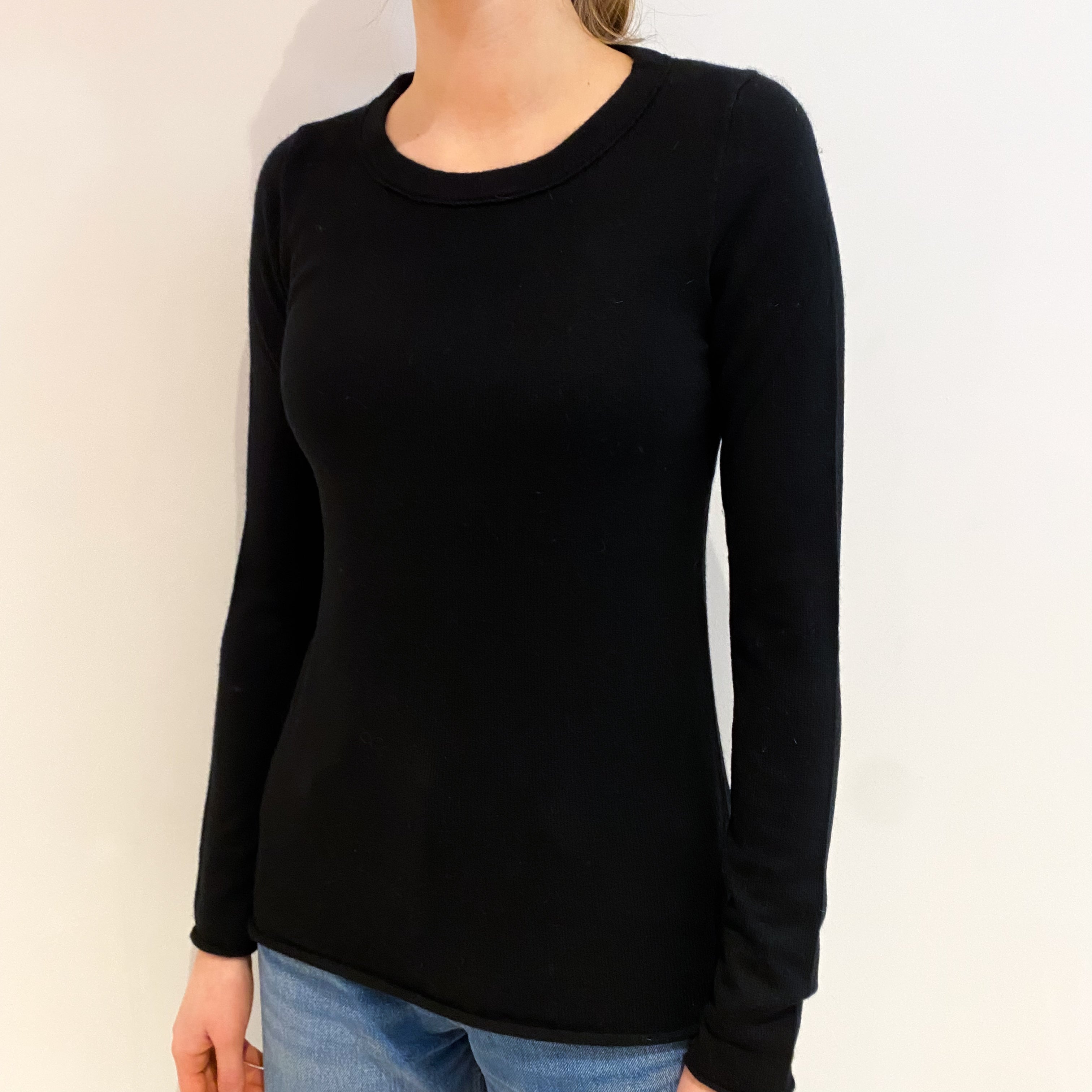 Black Cashmere Crew Neck Jumper Extra Small