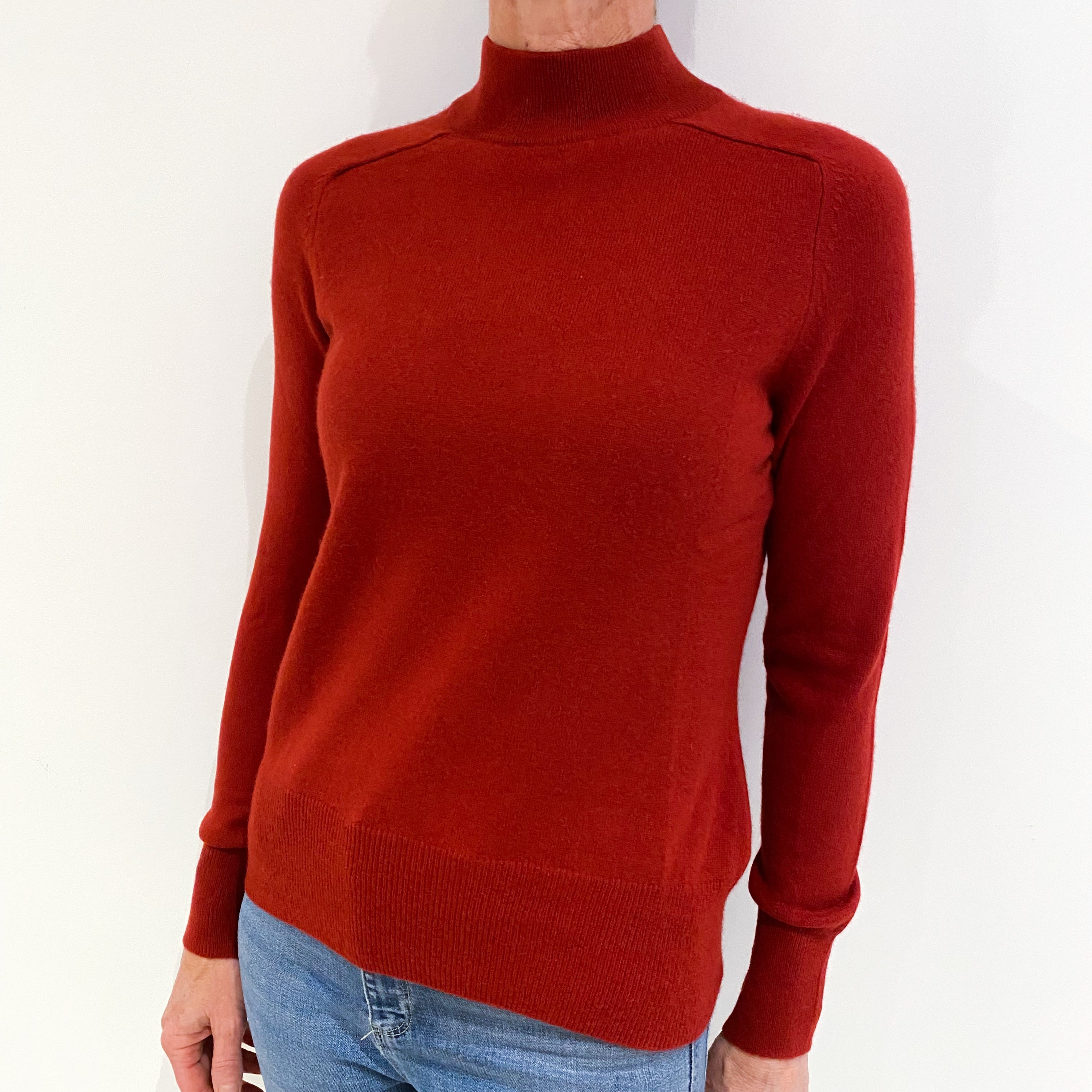 Crimson Red Cashmere Turtle Neck Jumper Small