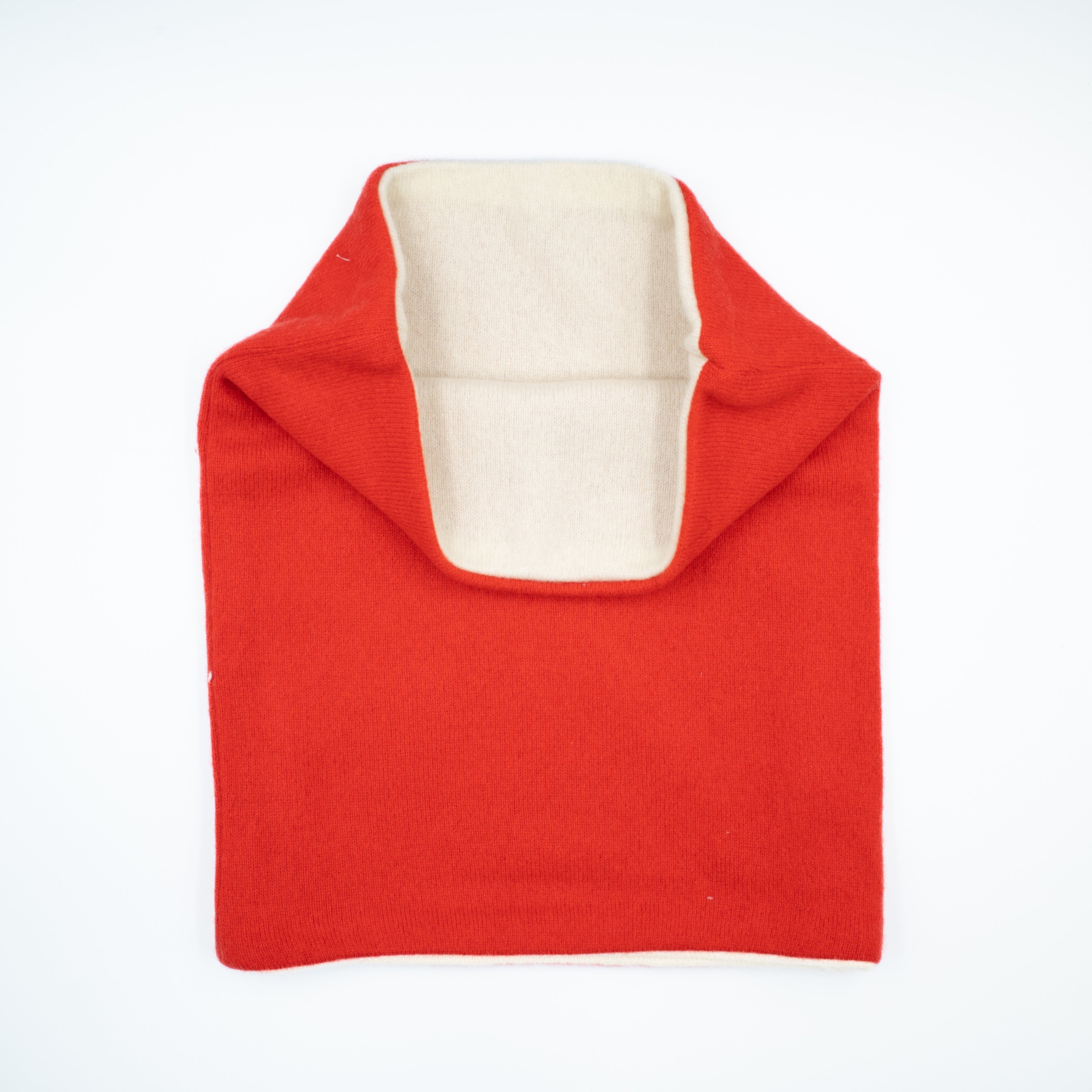 Vermillion Red and Oatmeal Double Layered Snood