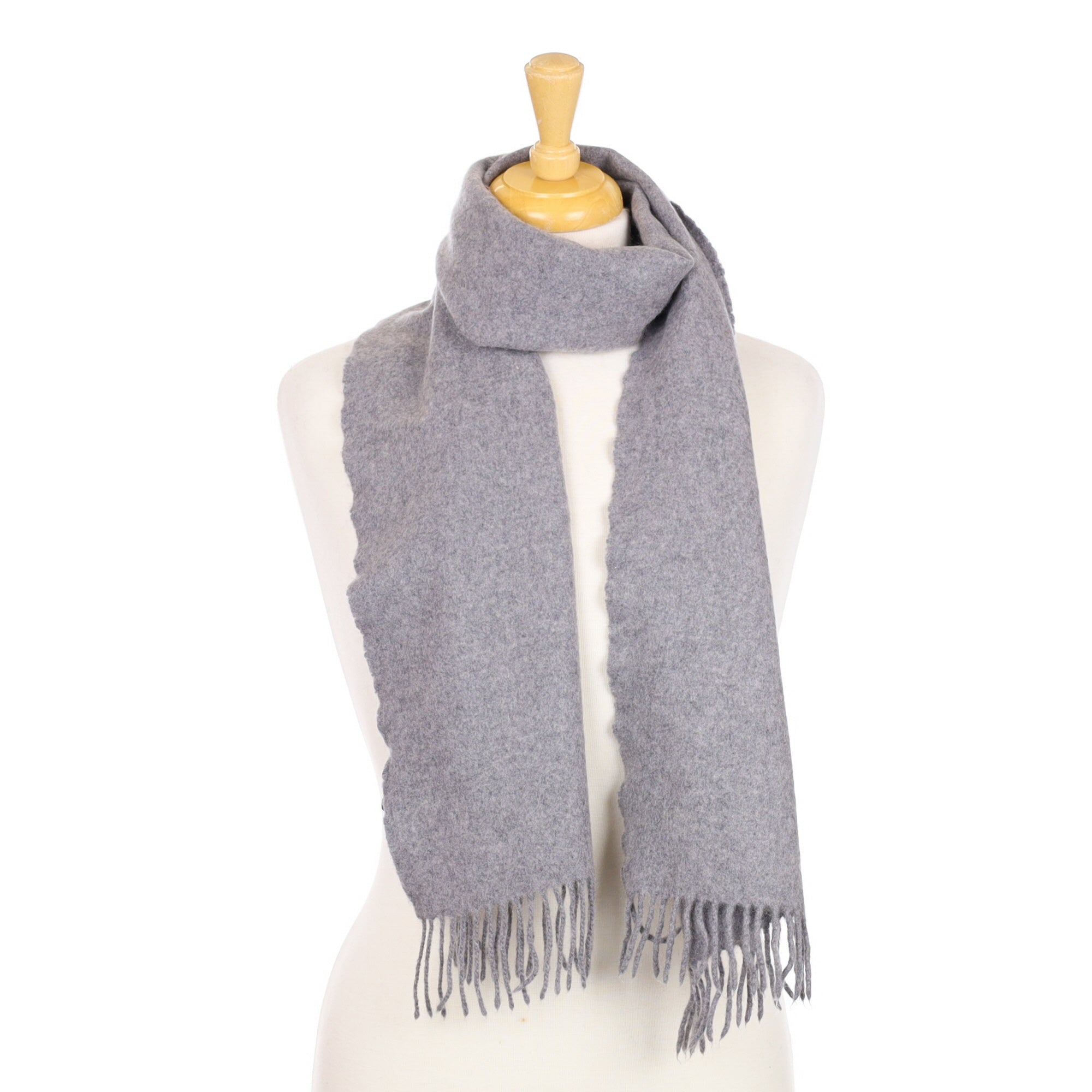 Ash Grey Cashmere Fringed Woven Scarf