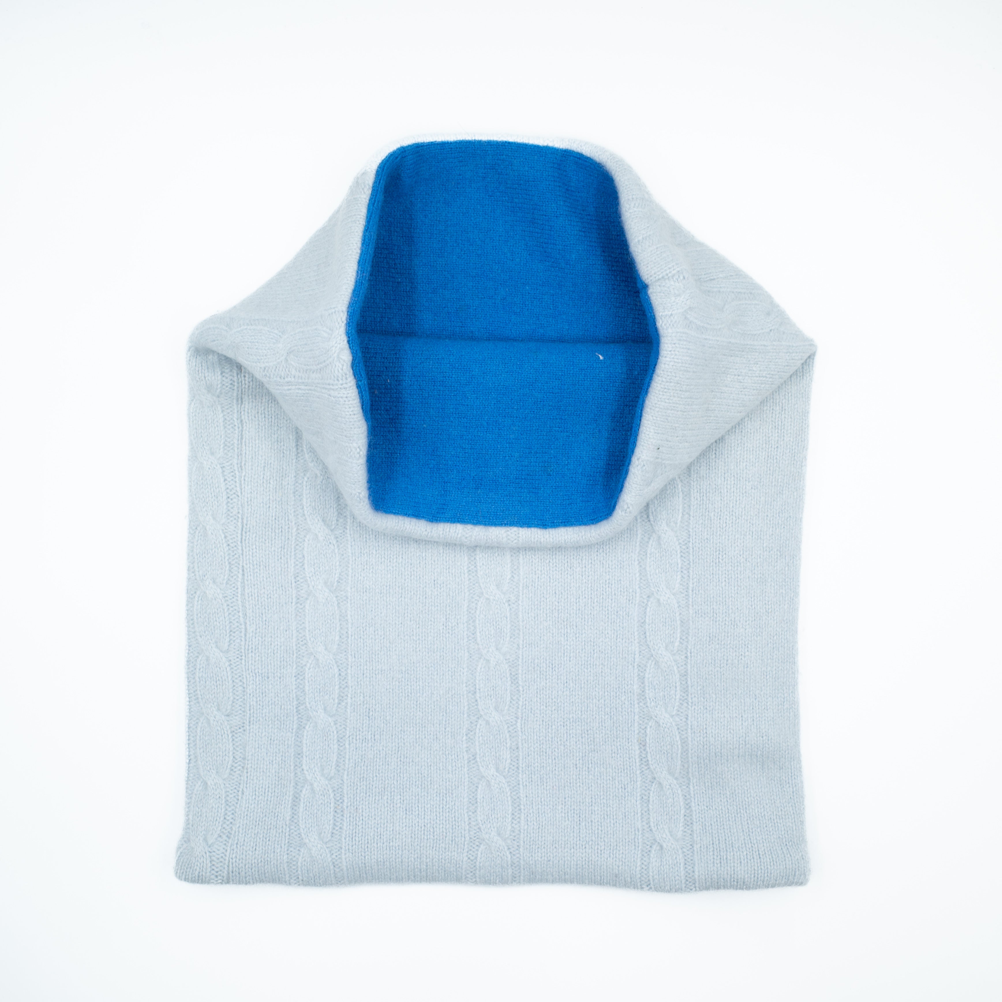 Two Tone Blue Cable Luxury Double Layered Snood