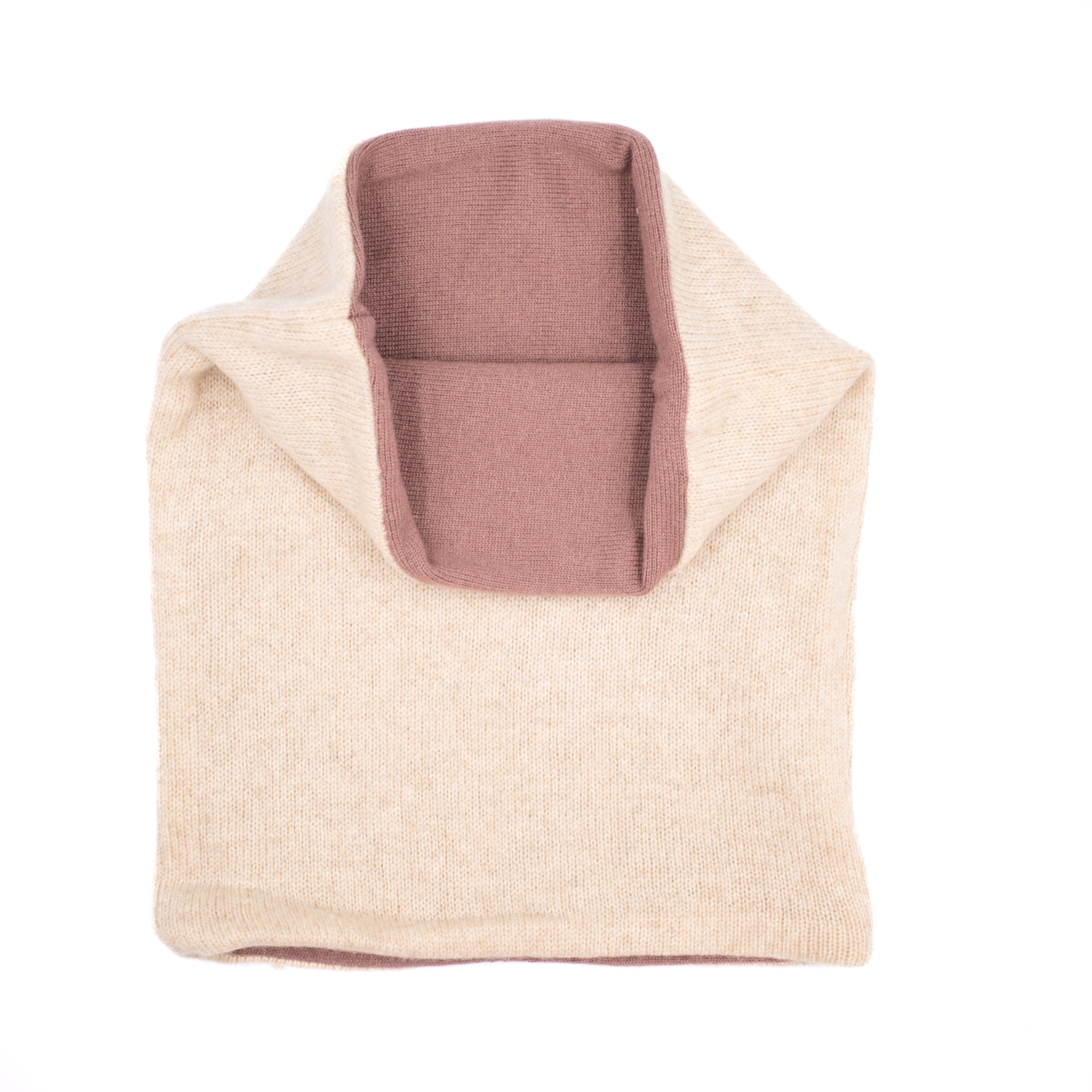 Biscuit Beige and Muted Plum Luxury Double Layered Snood