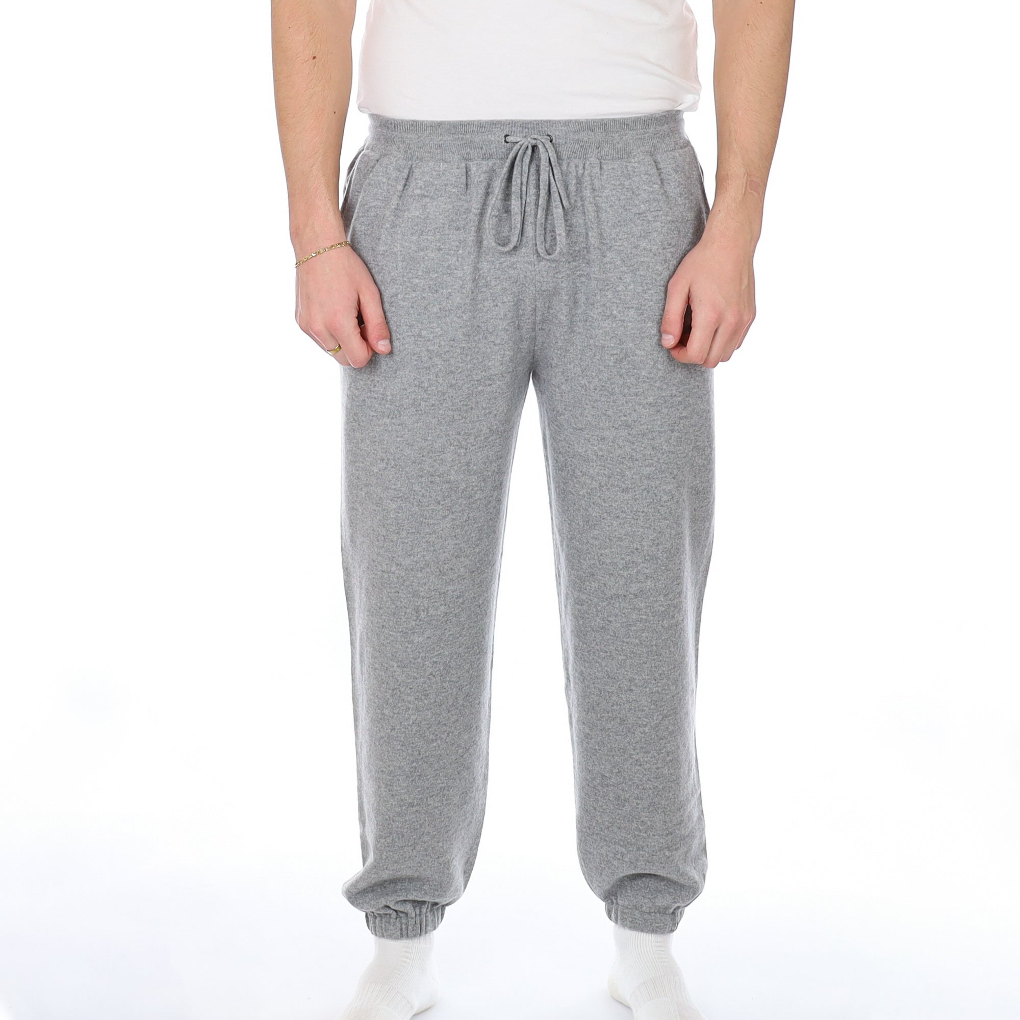 Men’s Brand New Scottish Smoke Grey Chunky Cashmere Lounge Pants Extra Large