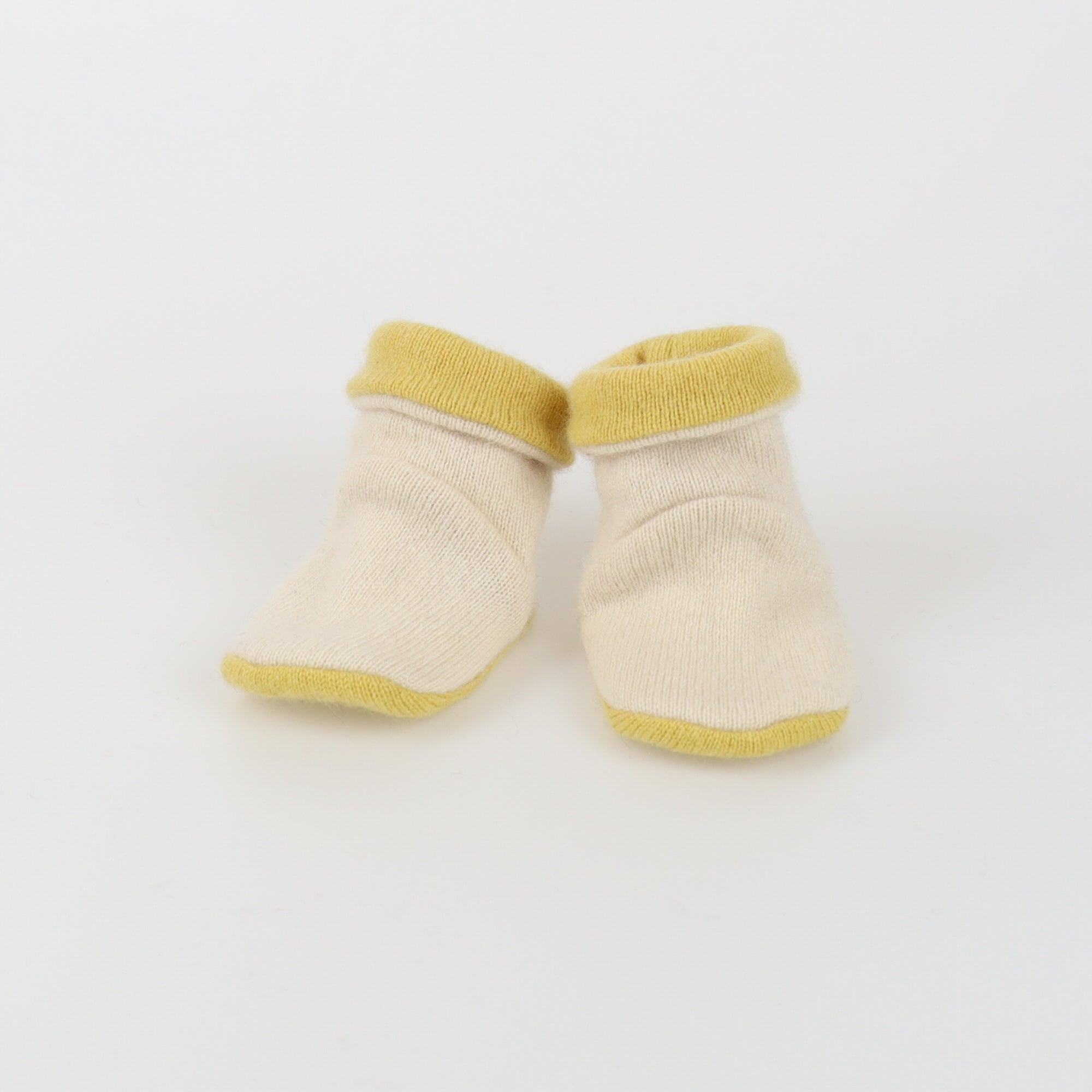 Ivory and Mustard Yellow Cashmere Baby Boots